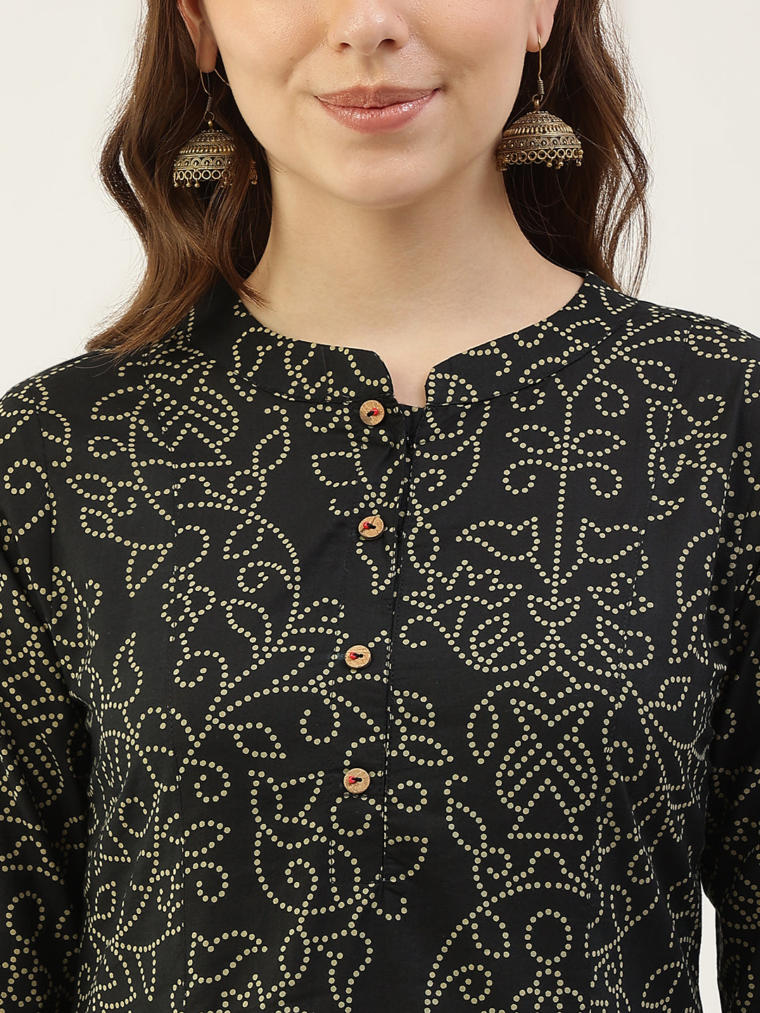 FIORRA Women's Floral Printed Blue Cotton Kaftan