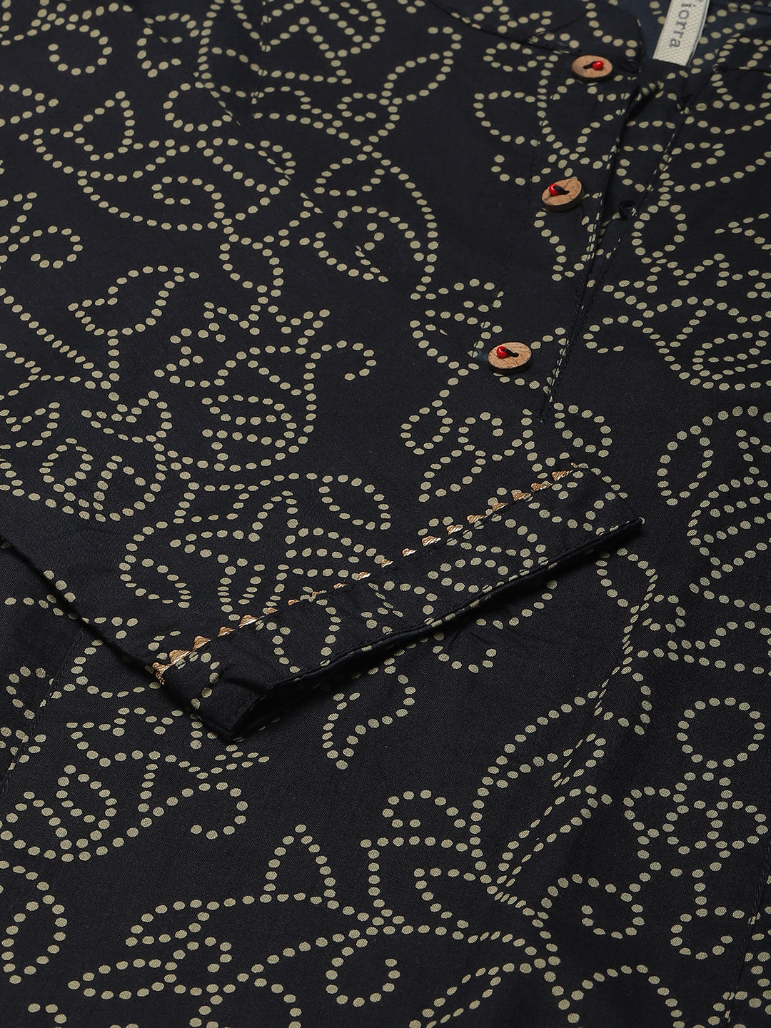 FIORRA Women's Floral Printed Blue Cotton Kaftan