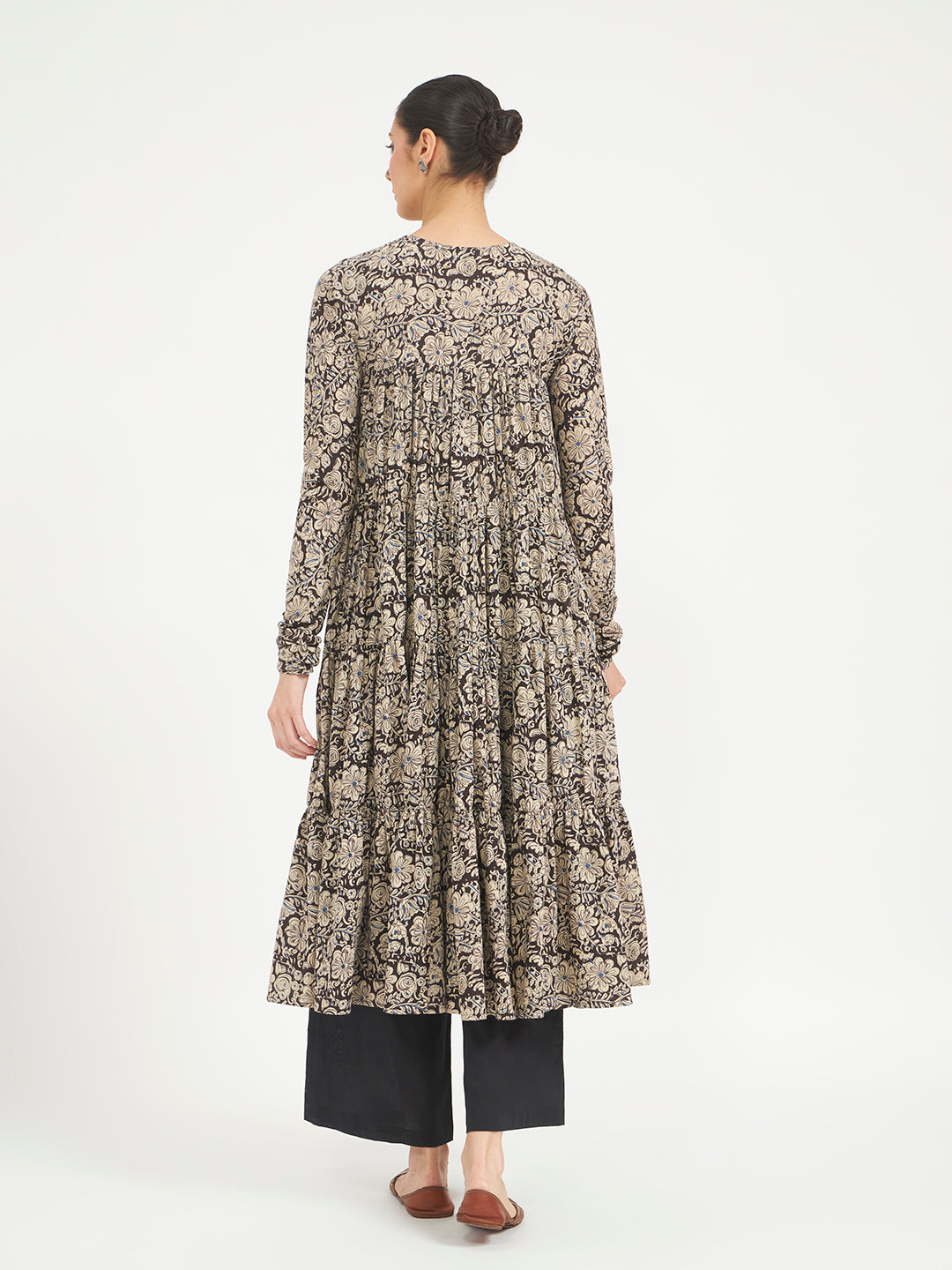 FIORRA Women’s Black Paisley Printed Pure Cotton Anarkali Kurta