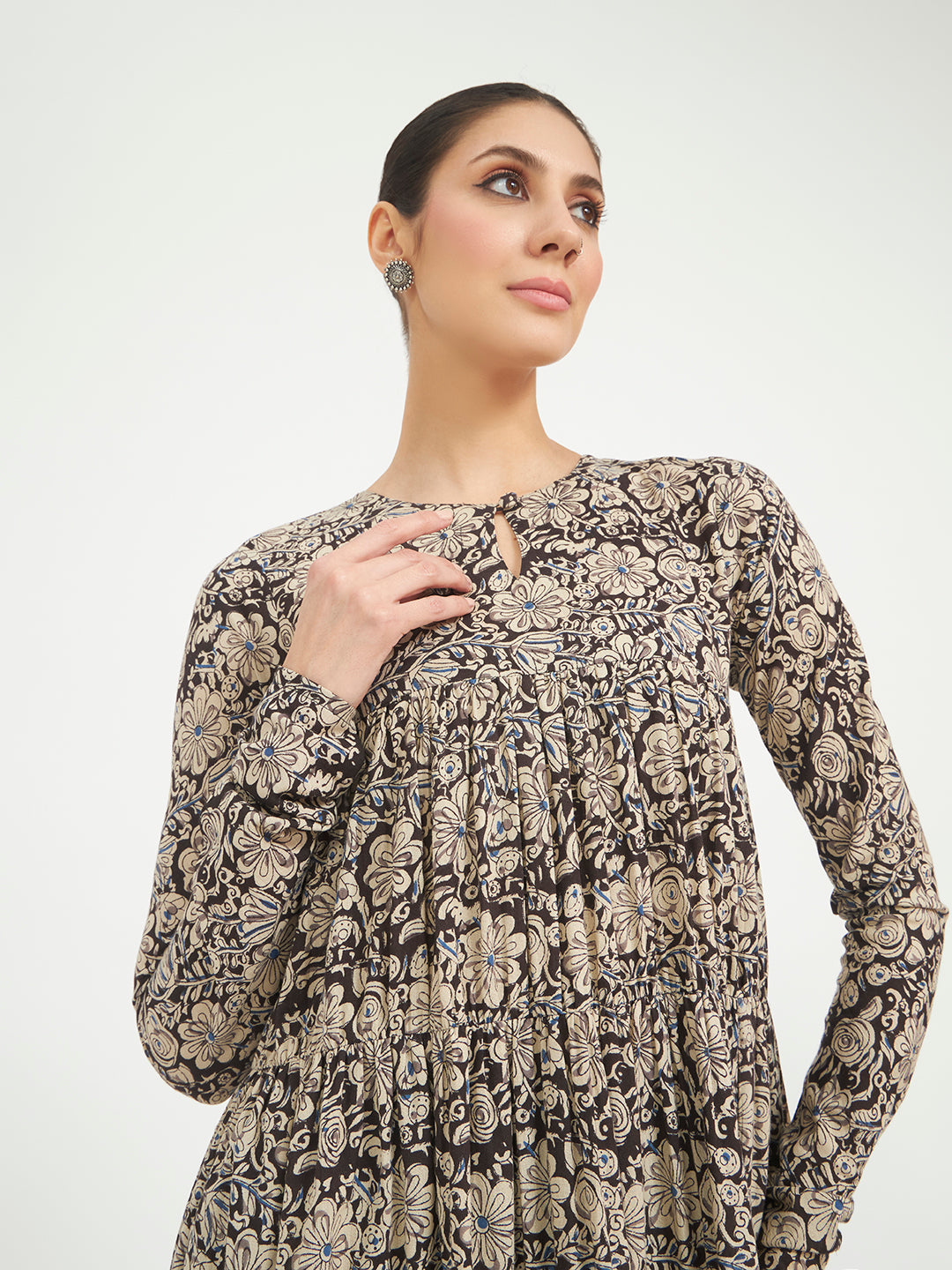 FIORRA Women’s Black Paisley Printed Pure Cotton Anarkali Kurta