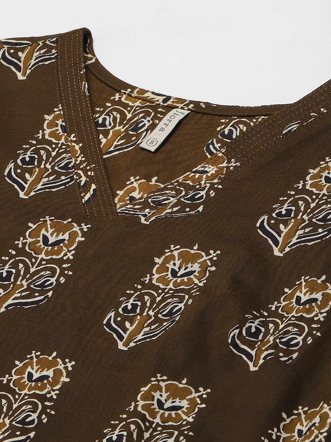 FIORRA Women's Mahendi Green Pure Cotton Kurta with Palazzo Pant