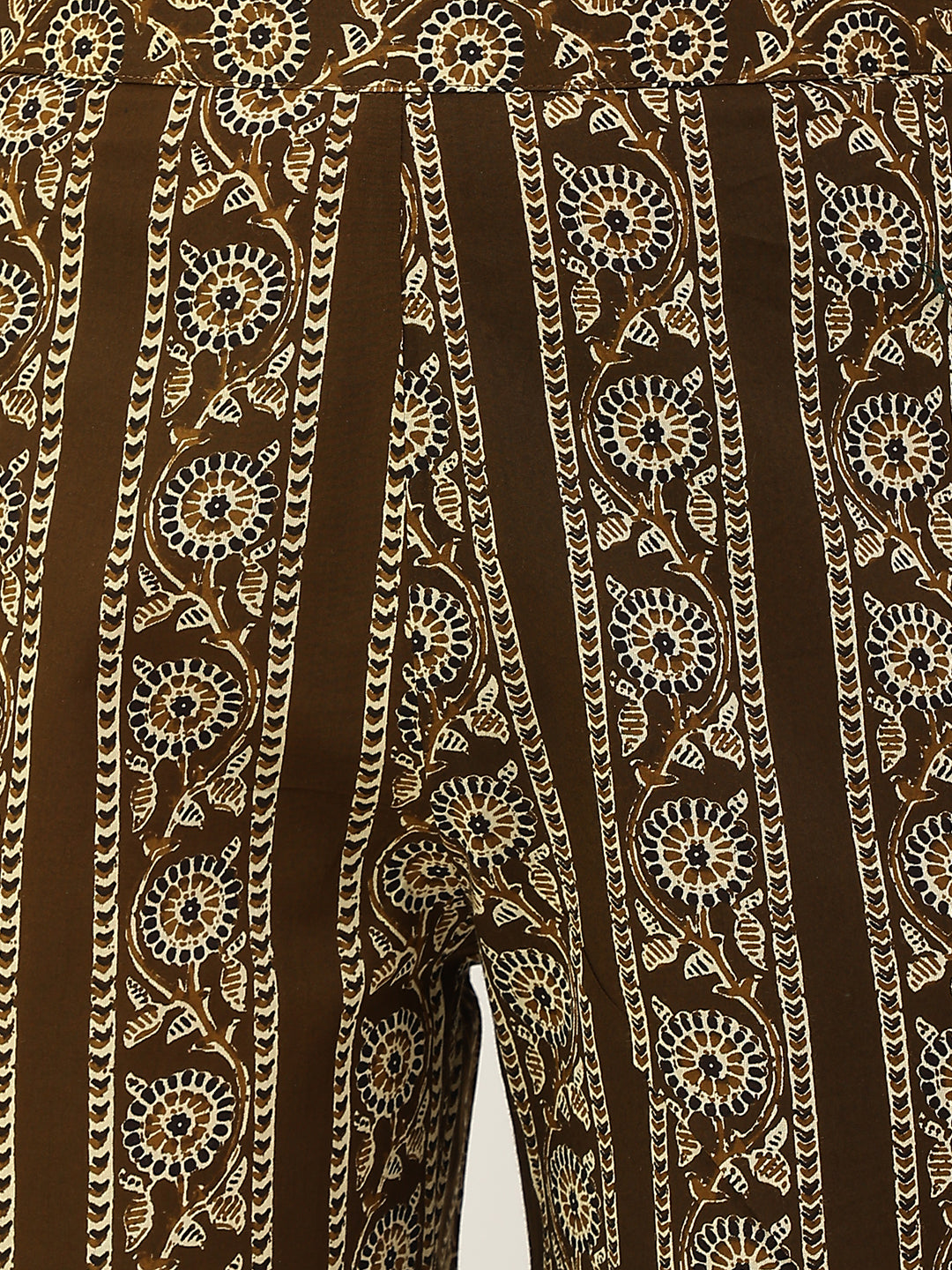 FIORRA Women's Mahendi Green Pure Cotton Kurta with Palazzo Pant