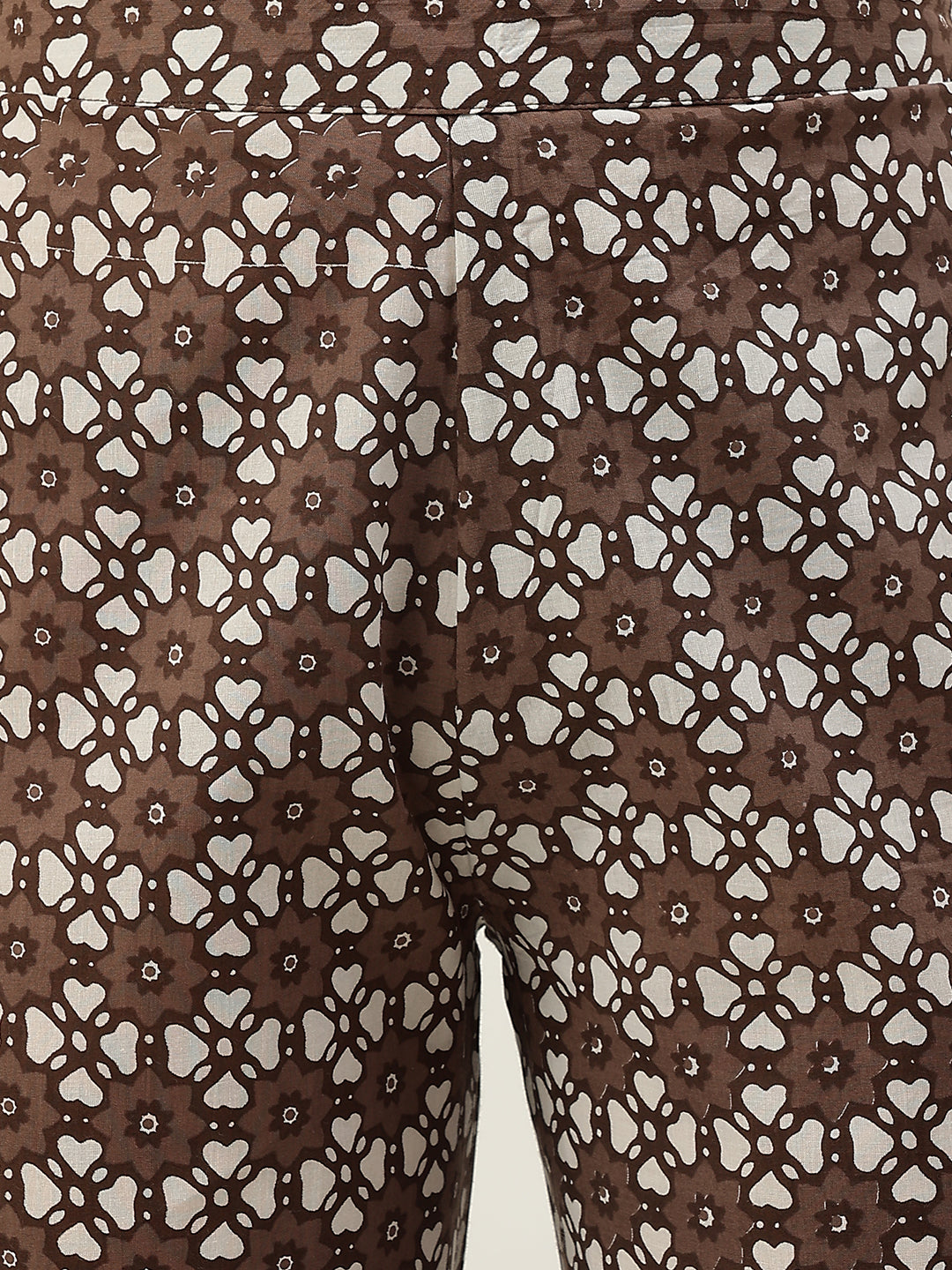 FIORRA Women's Brown Straight Cotton Kurta With Palazzo And Dupatta