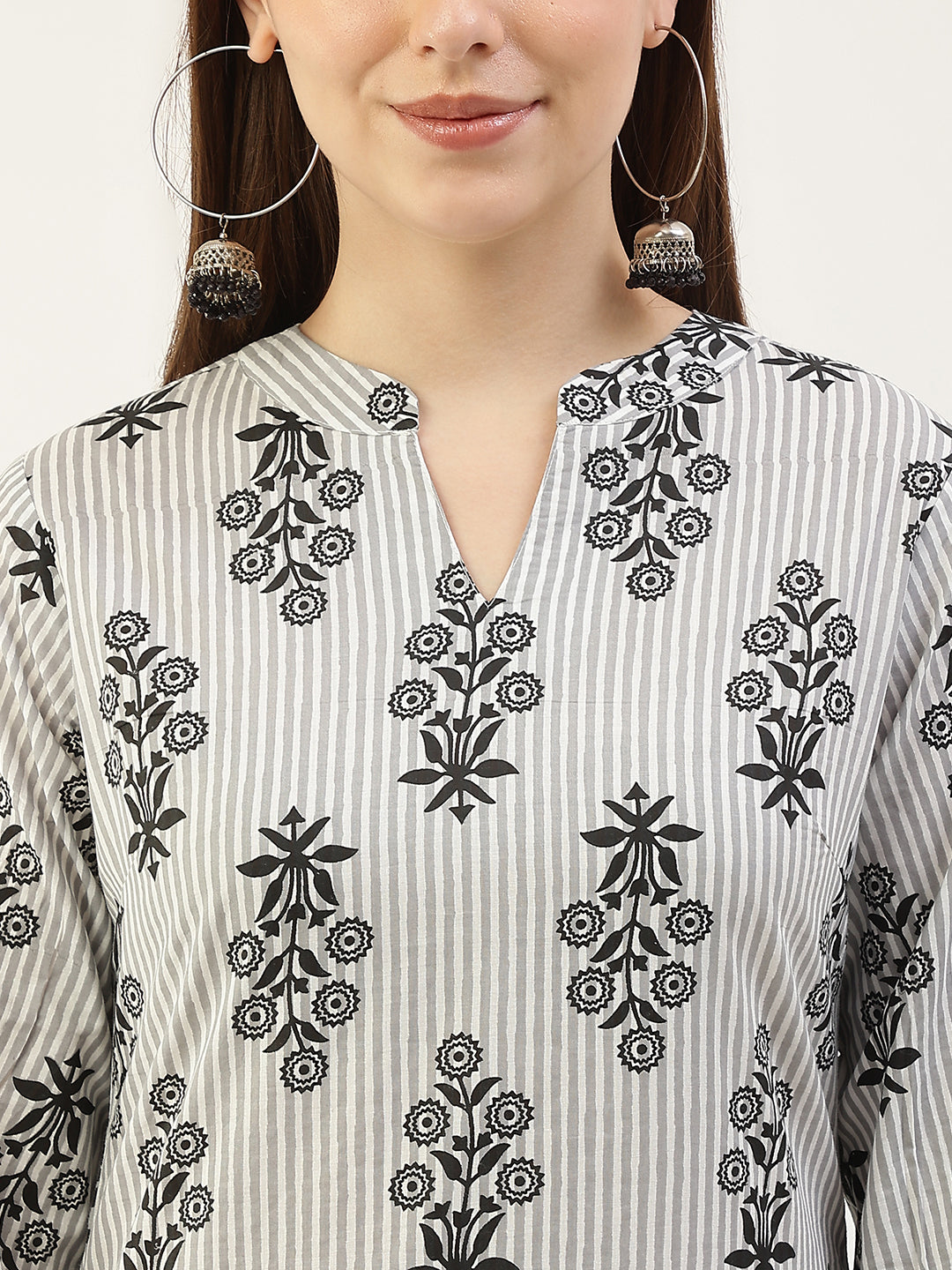 FIORRA Women's White Pure Cotton Kurta With Pant And Dupatta