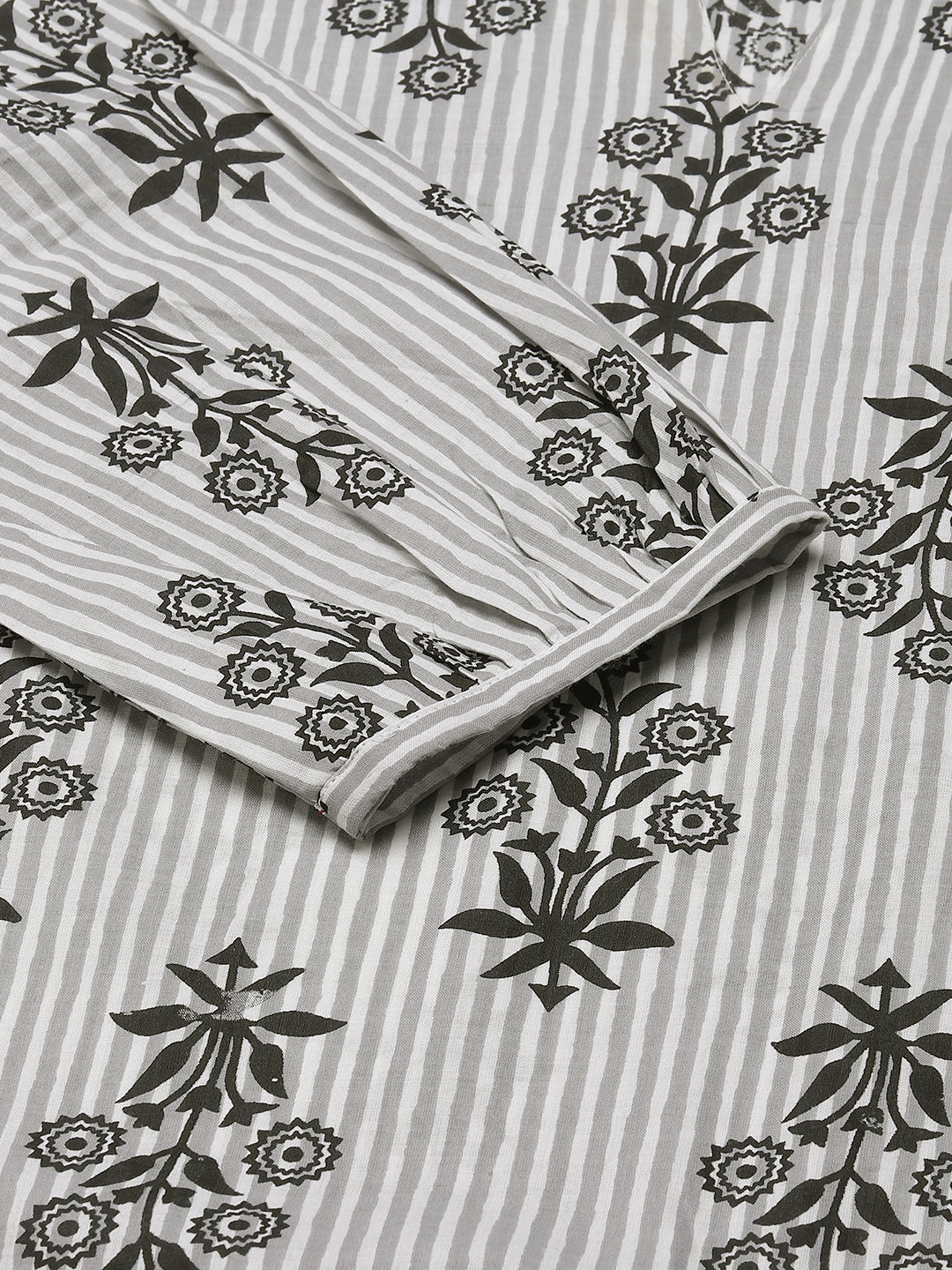 FIORRA Women's White Pure Cotton Kurta With Pant And Dupatta