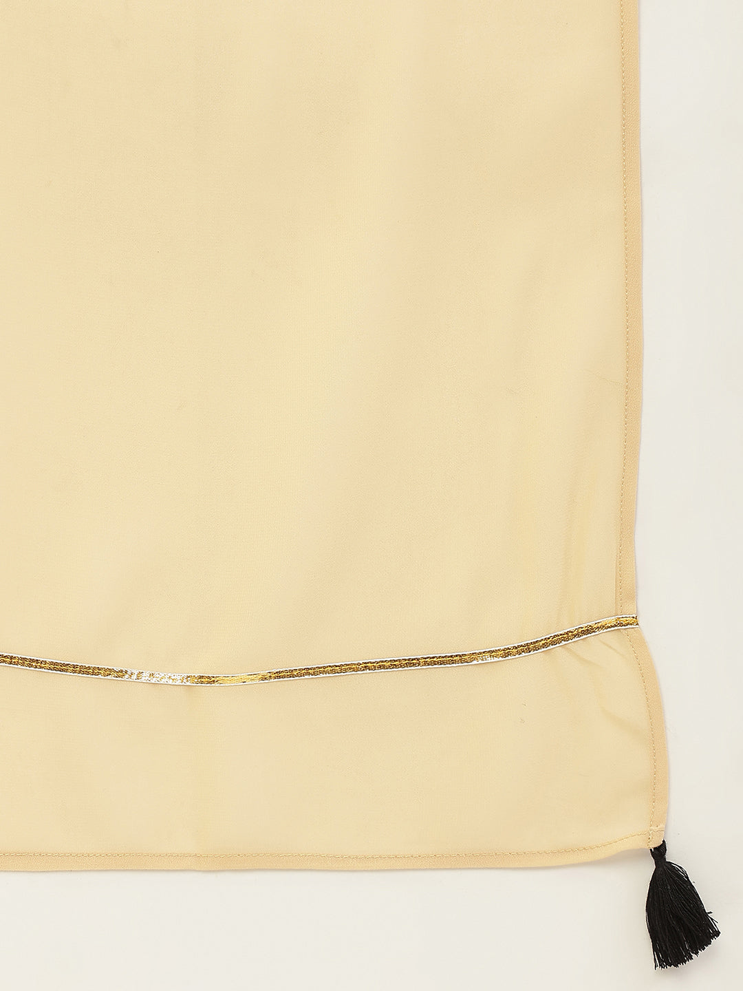 FIORRA Women's Black Poly Crepe Straight Kurta with Pant and Dupatta