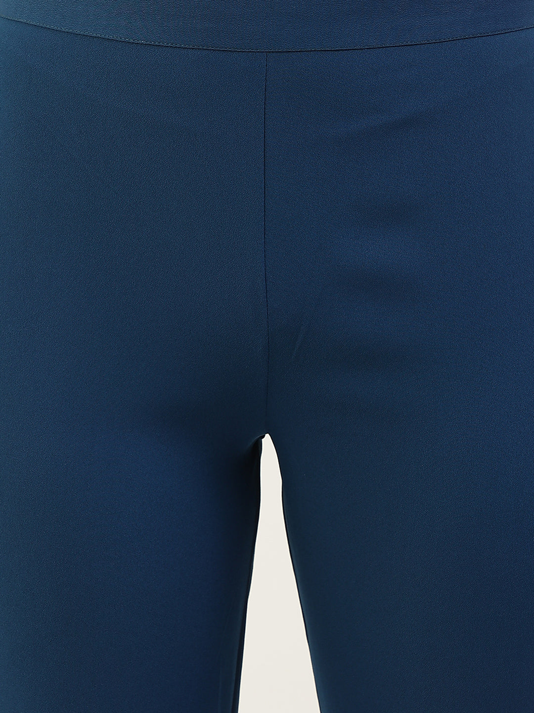 FIORRA Women's Teal Blue Poly Crepe Straight Kurta with Pant and Dupatta