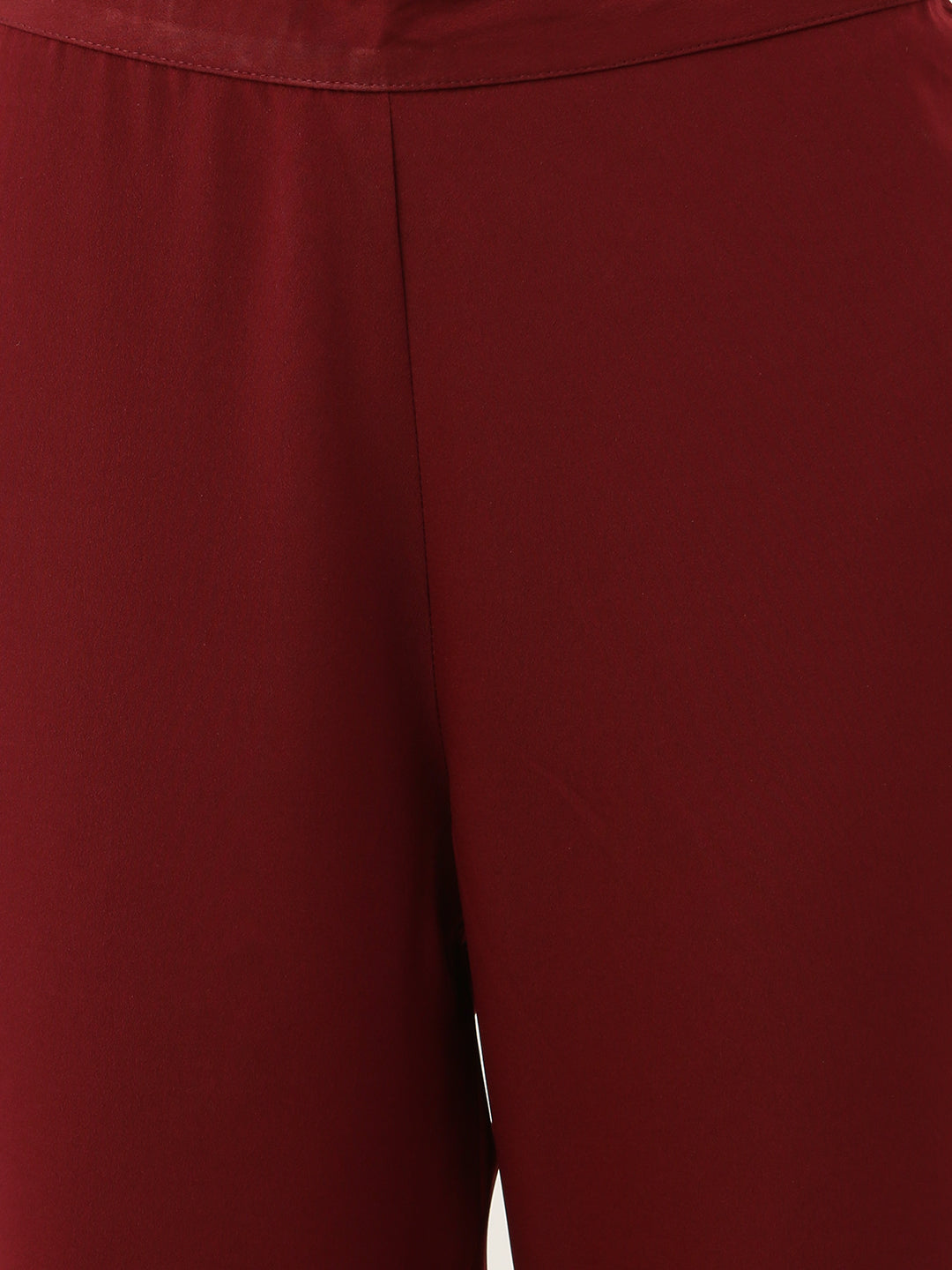 FIORRA Women's Maroon Poly Crepe Kaftan Kurta with Pant
