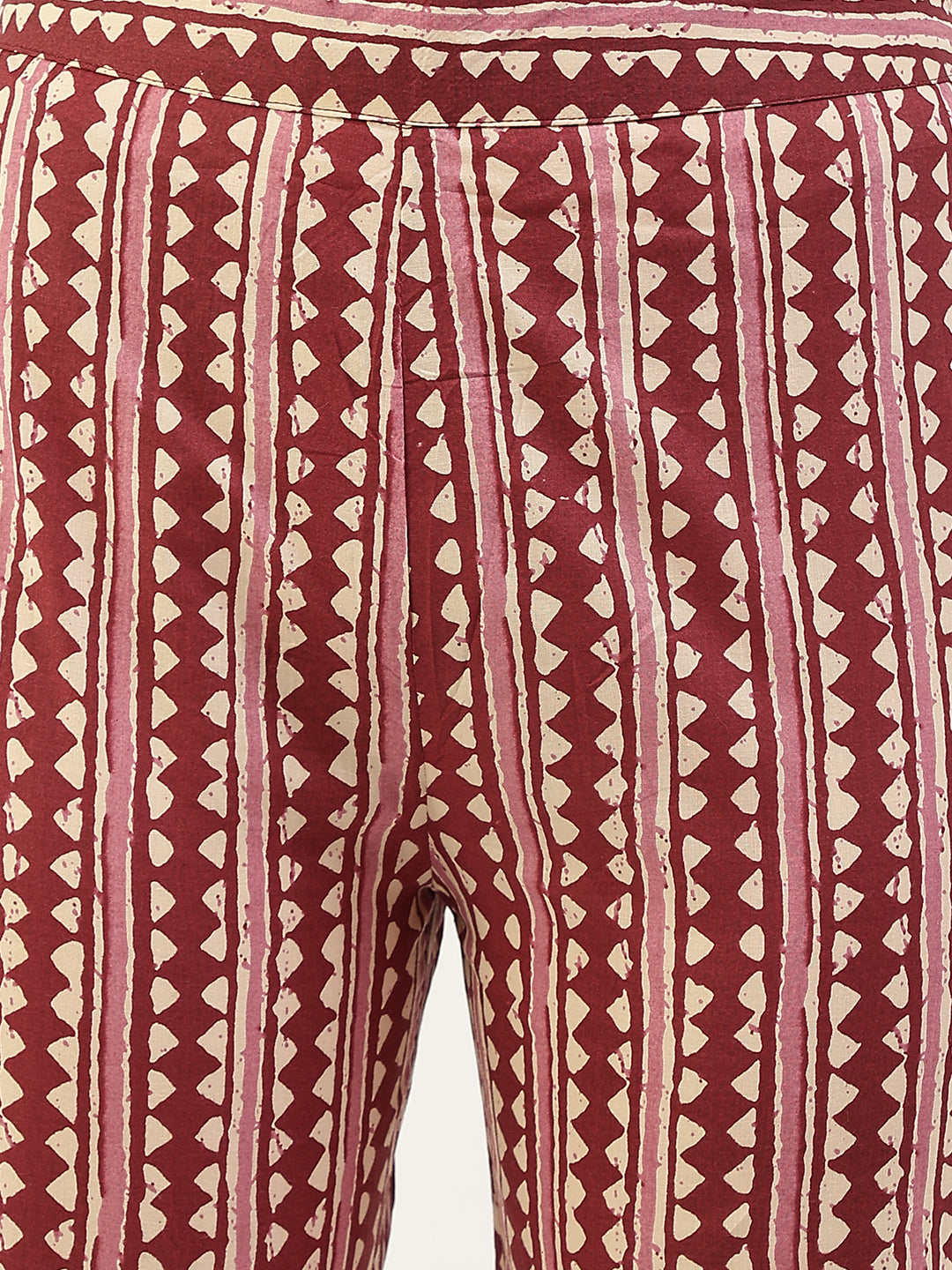 FIORRA Women's Maroon Cotton Straight Kurta with Pant and Dupatta