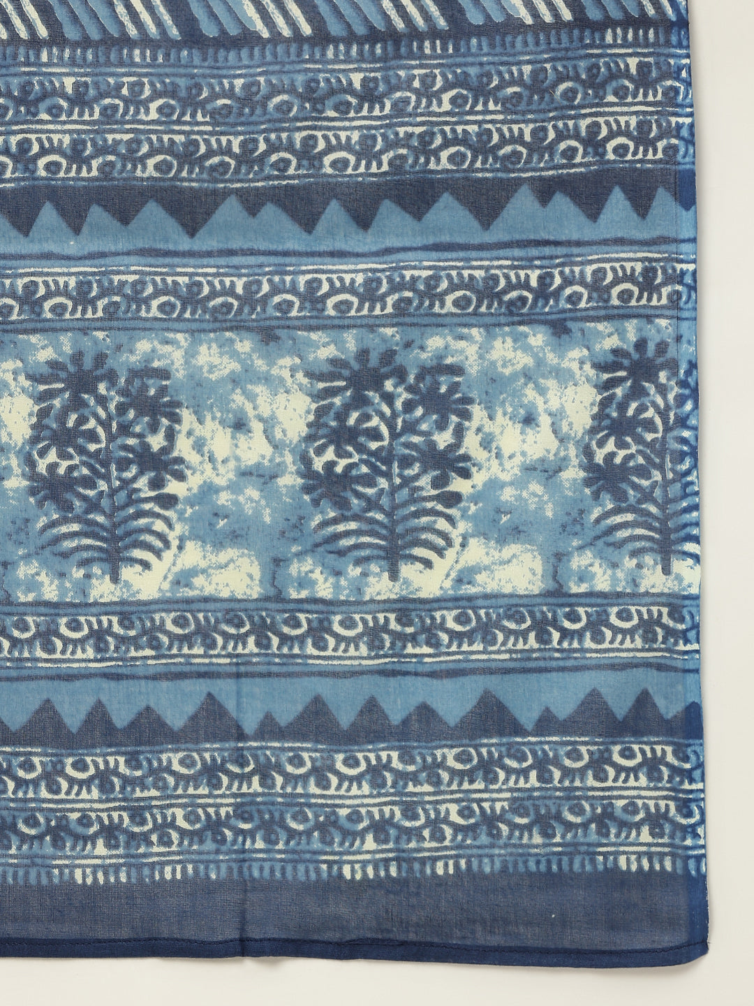 FIORRA Women's Blue Pure Cotton Straight Kurta with Pant and Dupatta