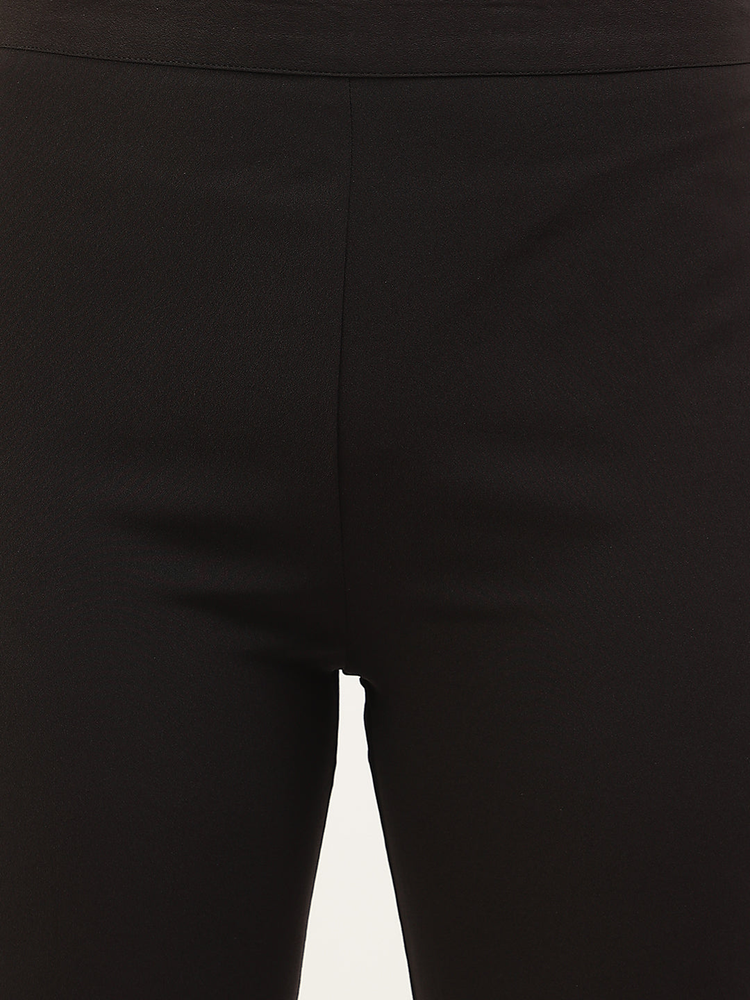 FIORRA Women's Black Poly Crepe Straight Kurta with Pant and Dupatta