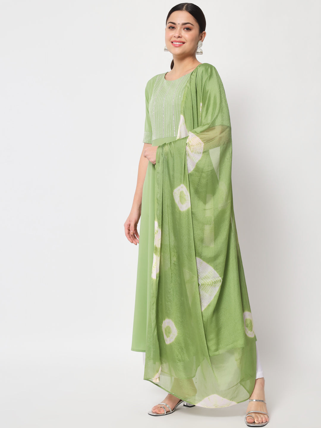 FIORRA Women's Poly Crepe Kurta With Dupata