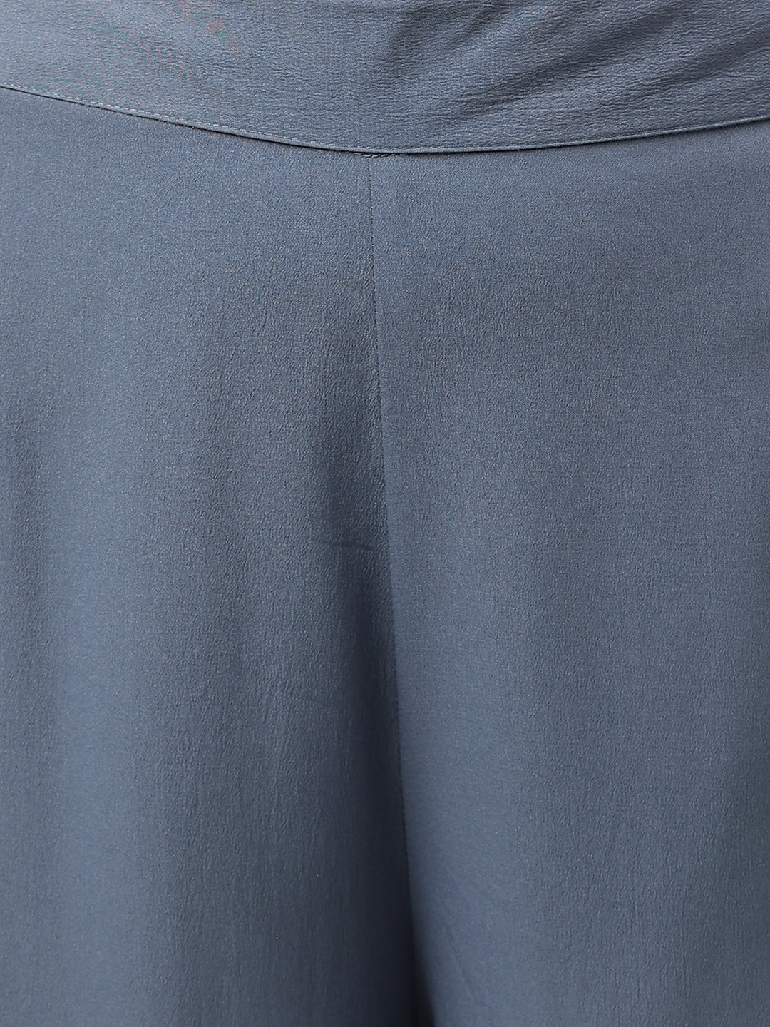 FIORRA Women's Blue Yonder Poly Crepe A-line Kurta with Pant and Dupatta