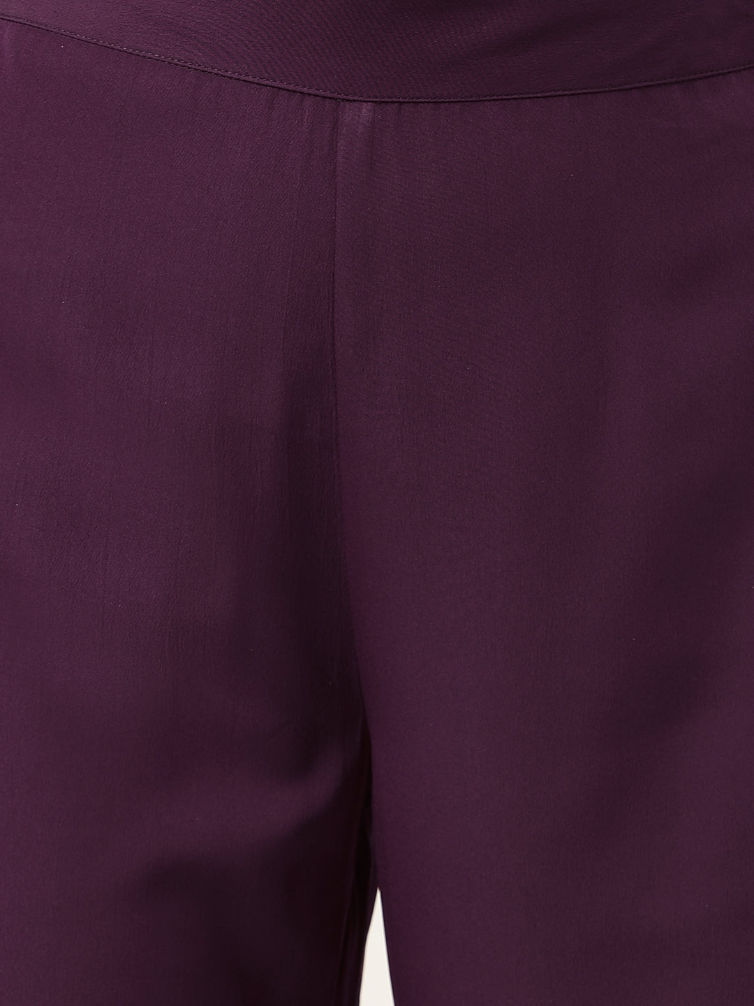 FIORRA Women's Purple Poly Crepe Flared Kurta with Dupatta and Pant