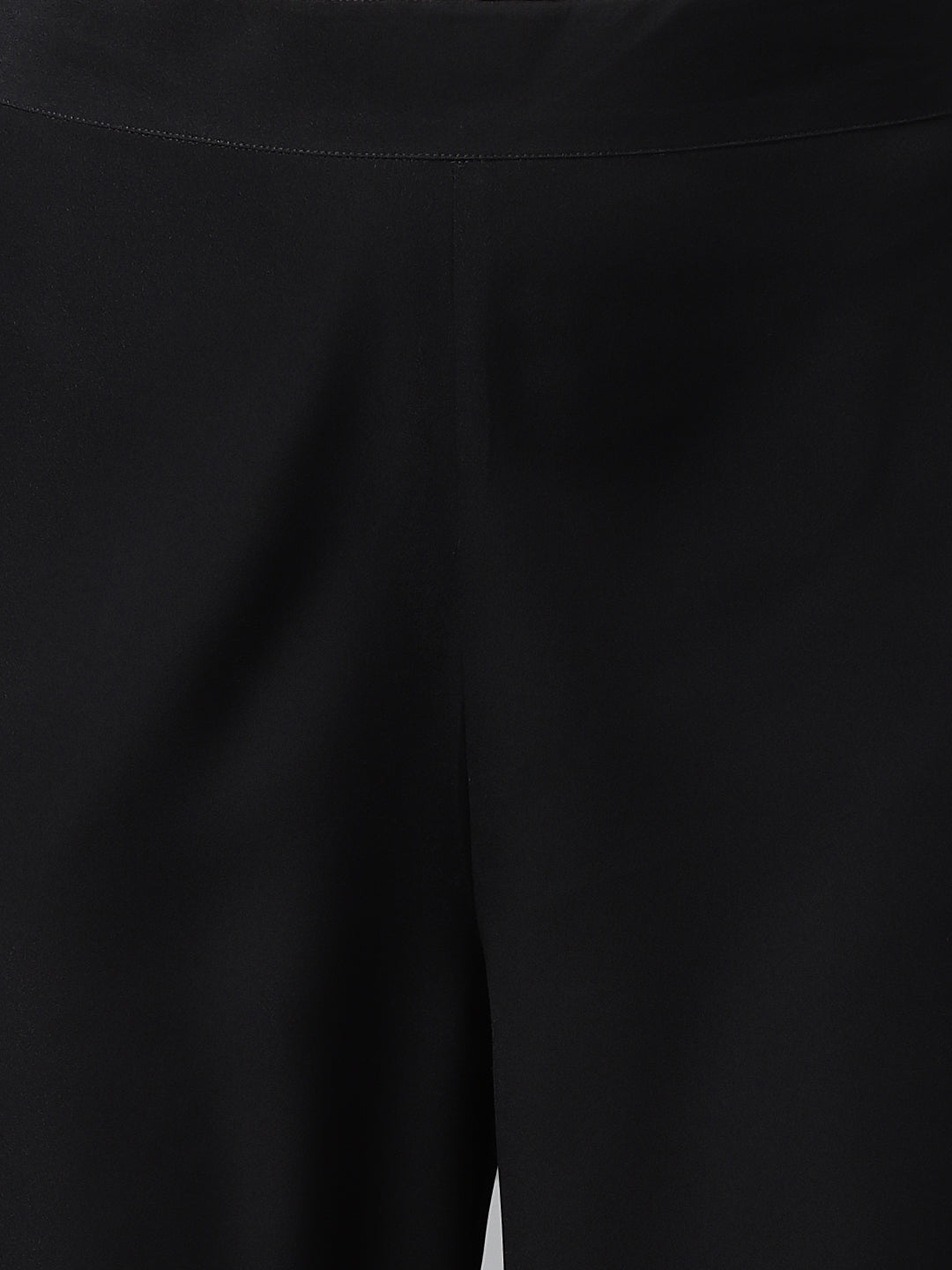 FIORRA Women's Black Poly Crepe A-line Kurta with Palazzo