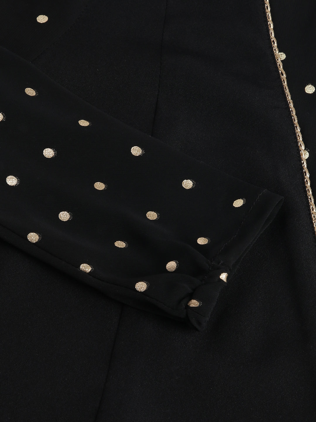 FIORRA Women's Black Poly Crepe A-line Kurta with Palazzo