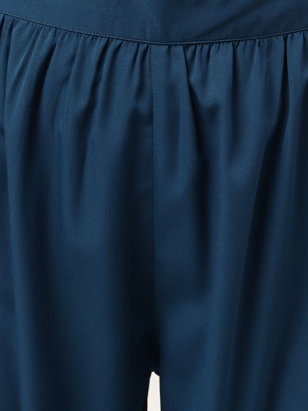 FIORRA Women's Teal Blue Poly Crepe A-line Kurta with Pant