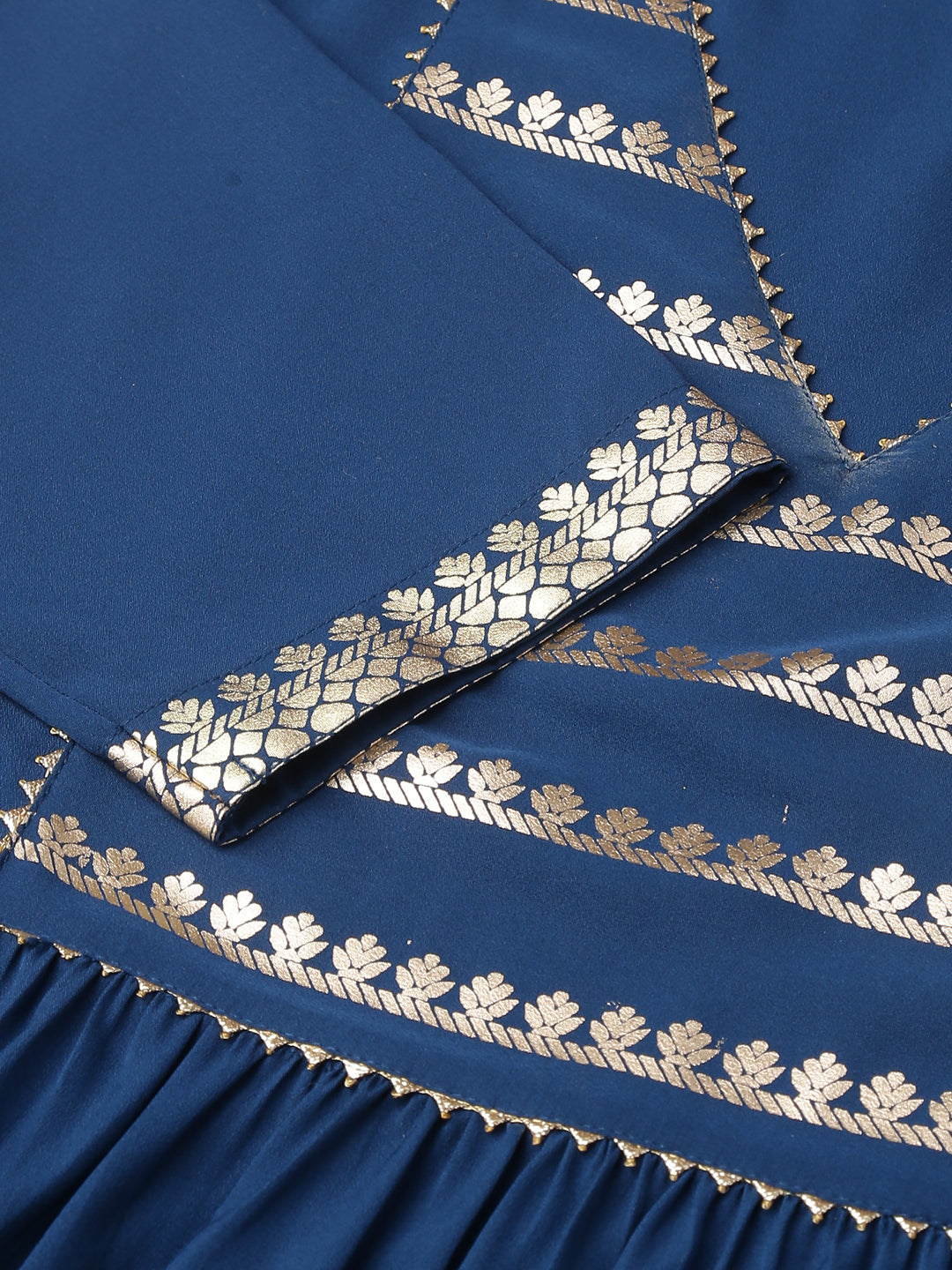 FIORRA Women's Teal Blue Poly Crepe A-line Kurta with Pant