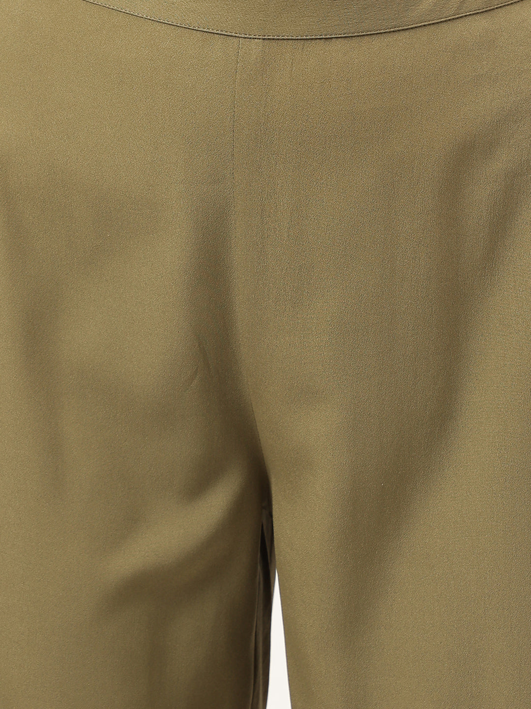 FIORRA Women's Olive Green Poly Crepe A-line Kurta with Pant