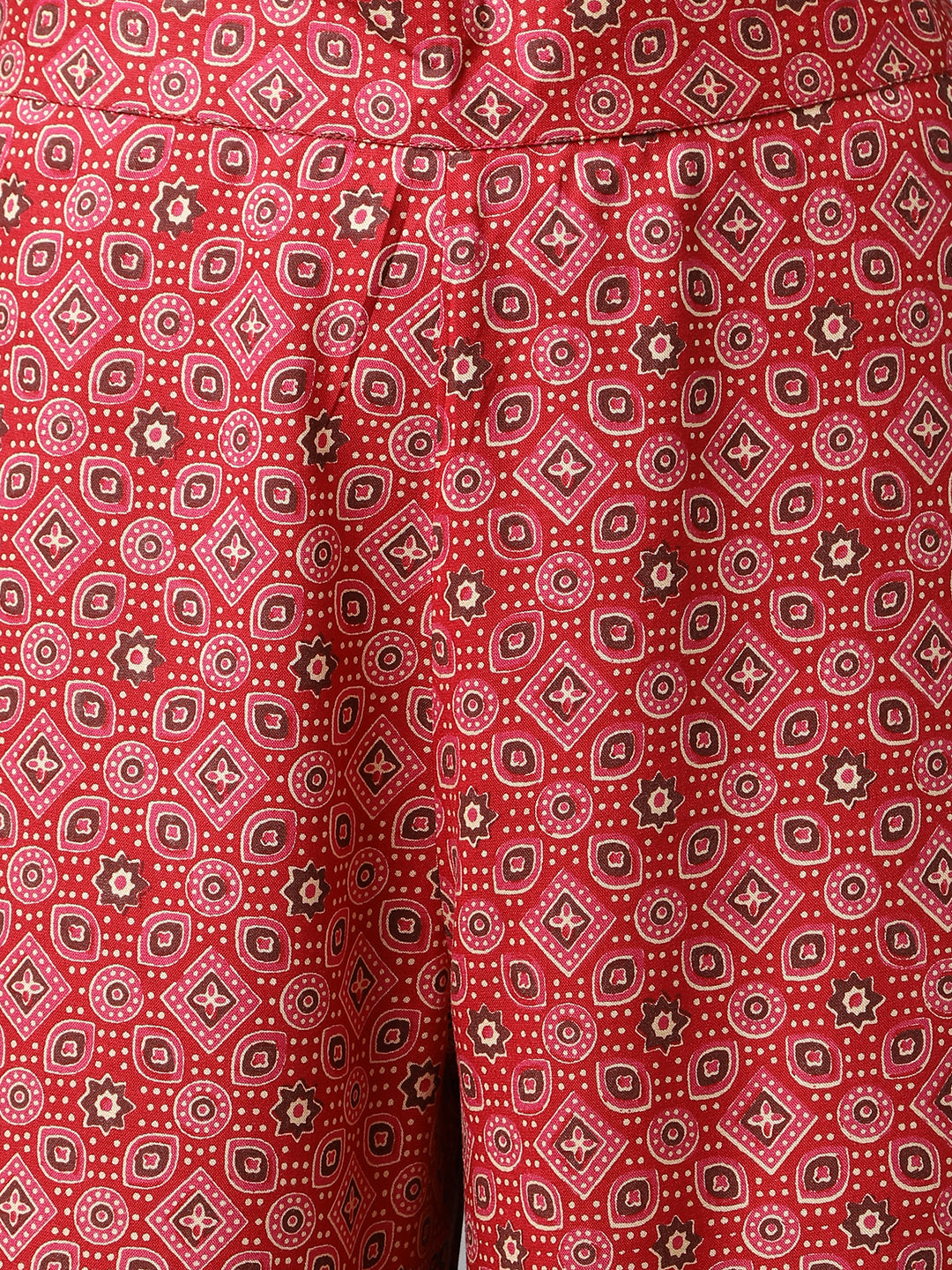FIORRA Women's Red Cotton A-Line Kurta Pant
