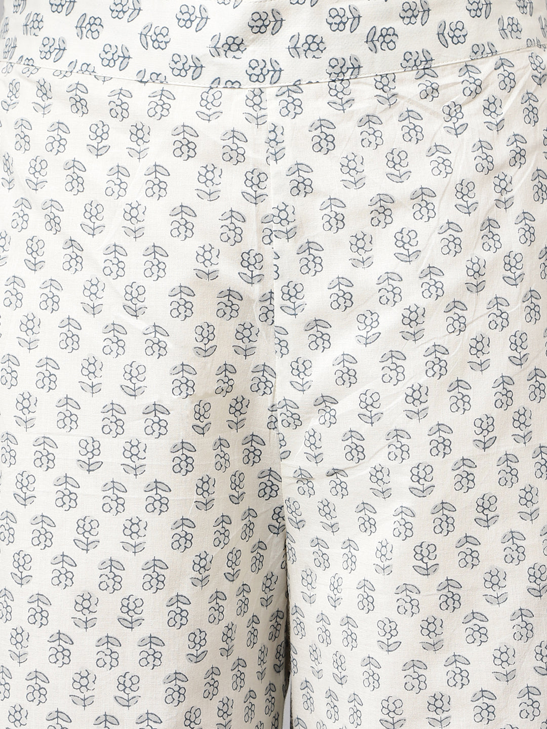 FIORRA Women's Off White Cotton A-line Kurta with Palazzo