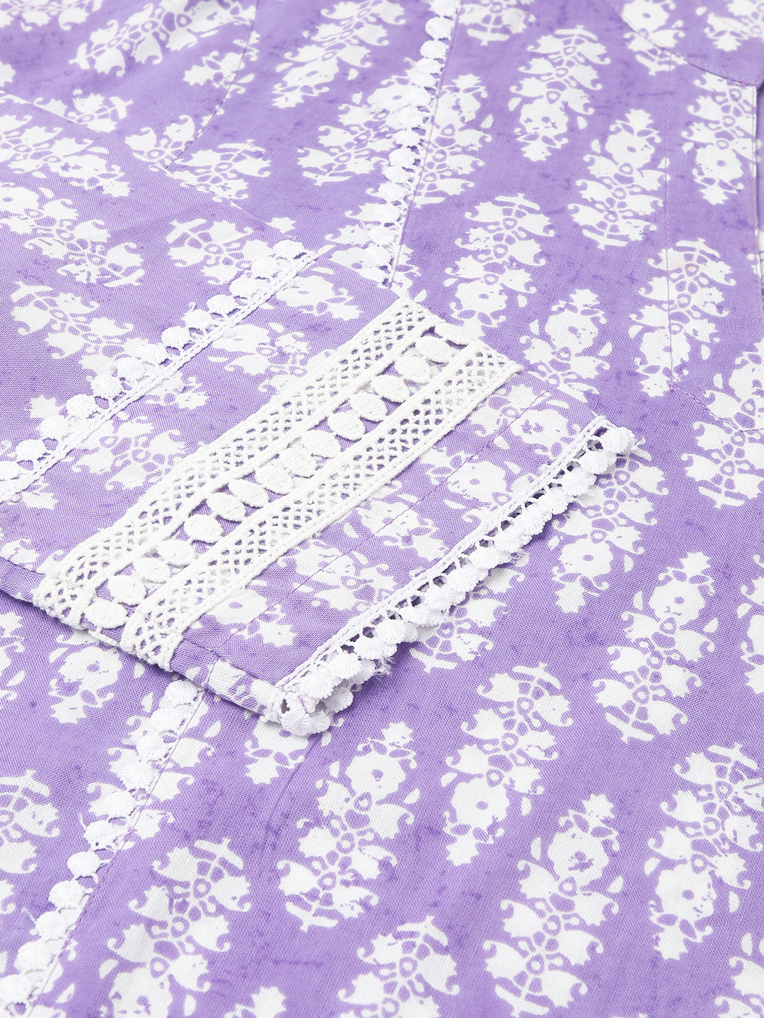 FIORRA Women's Light Purple Cotton A-Line Kurta with Pant