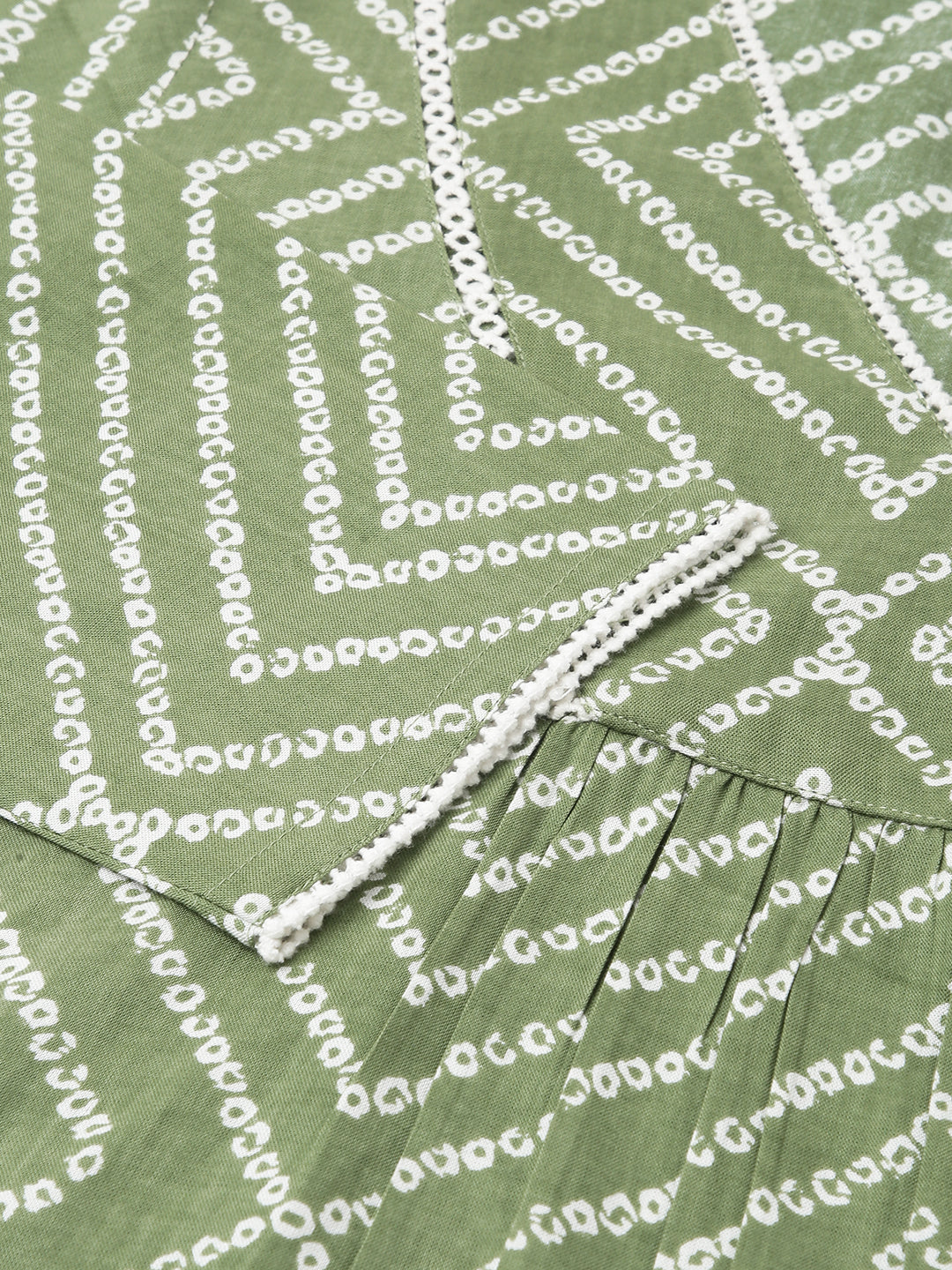 FIORRA Women's Green Cotton A-line Kurta with Palazzo