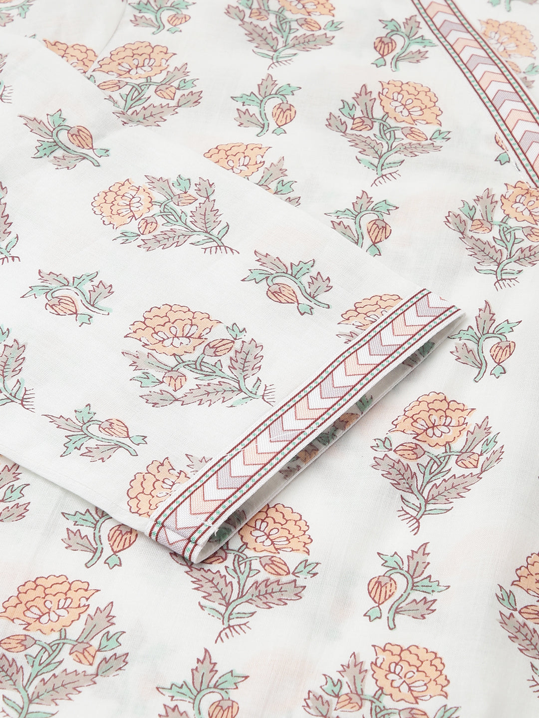 FIORRA Women's White Cotton A-Line Kurta with Palazzo