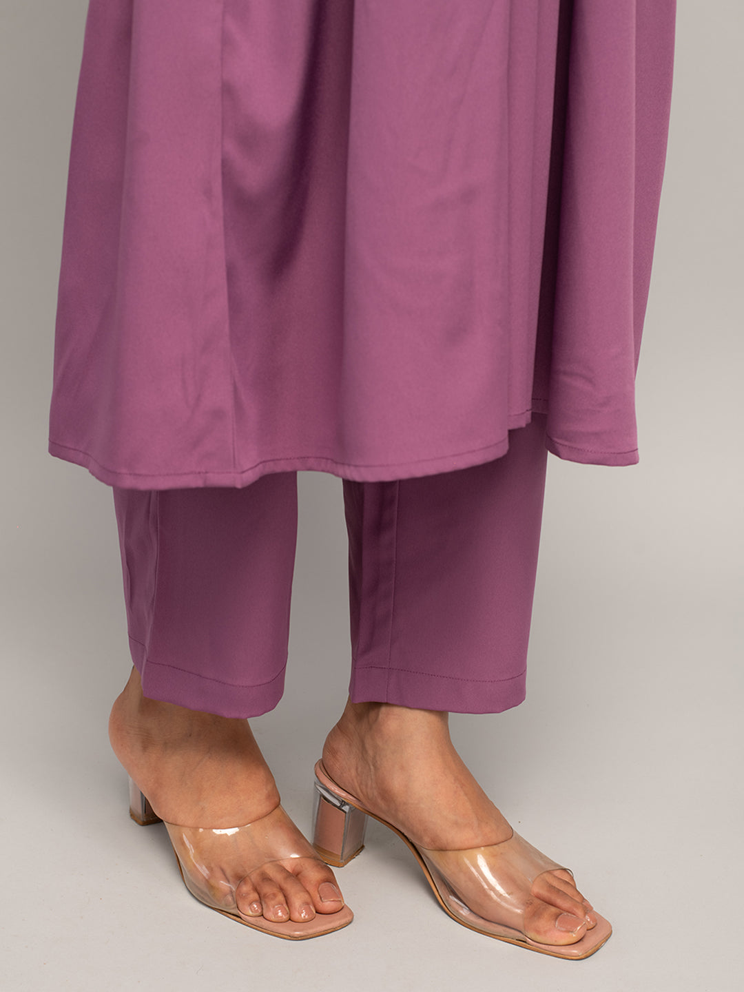 FIORRA Women's Lavender Crepe A-line Kurta With Pant And Dupatta
