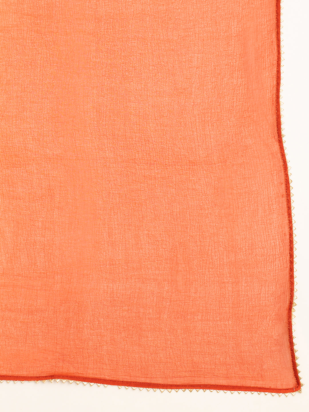 FIORRA Women's Red Cotton A-Line Kurta With Pant And Dupatta