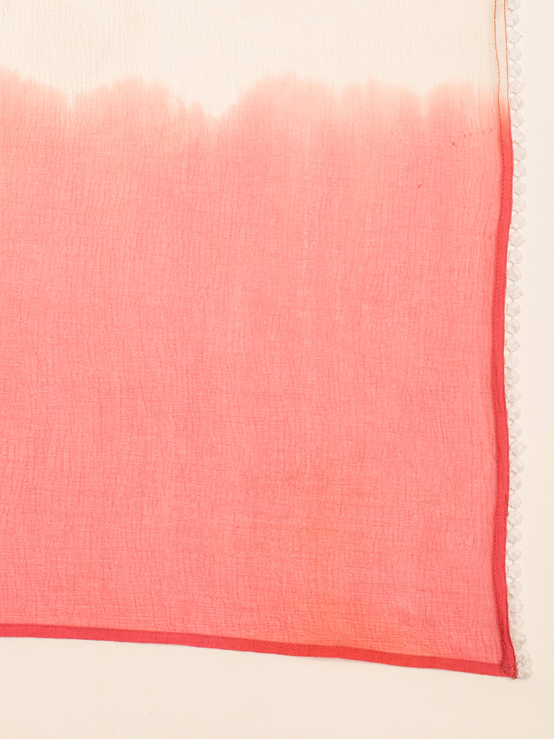 FIORRA Women's Peach Cotton Straight Kurta With Palazzo And Dupatta