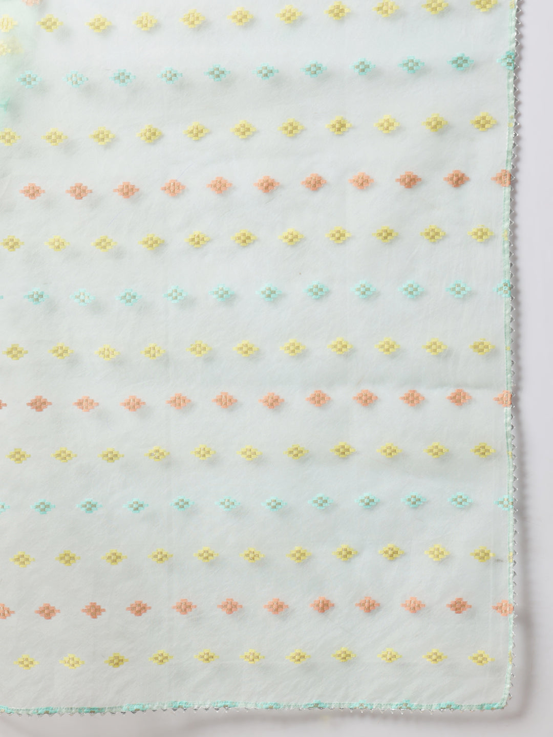 FIORRA Women's Light Yellow Lurex Cotton A-Line Kurta and Pant With Dupatta