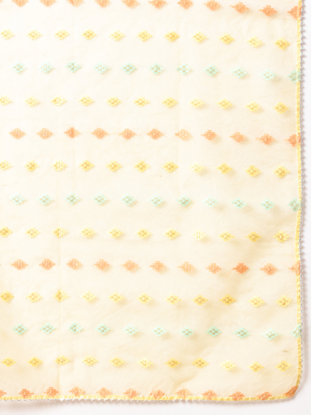 FIORRA Women's Sea Green Lurex Cotton A-Line Kurta and Pant With Dupatta