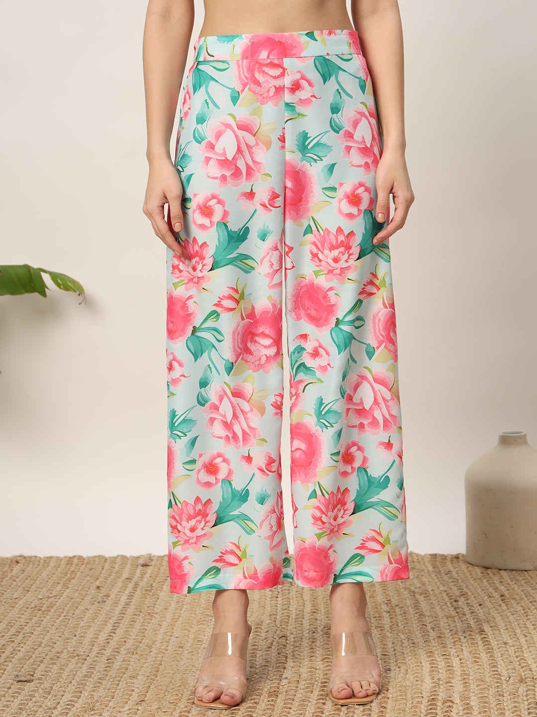 FIORRA Women's Pink Cotton Blend A-Line Kurta Set