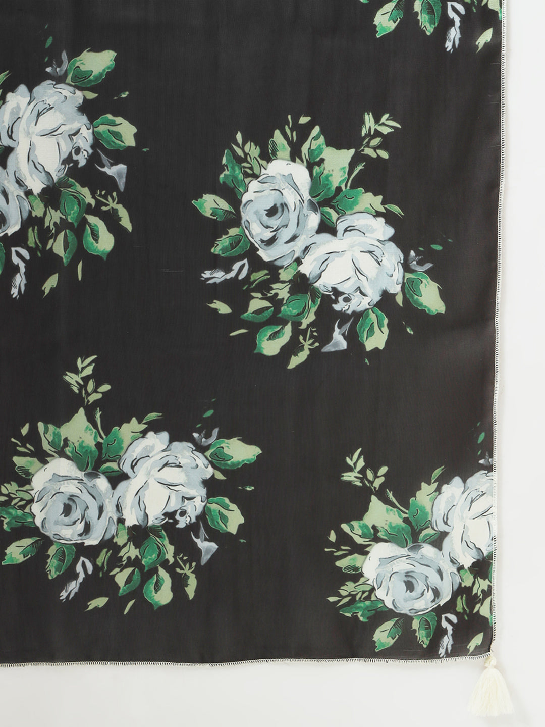 FIORRA Women's Black Cotton Straight Kurta and Pant With Dupatta