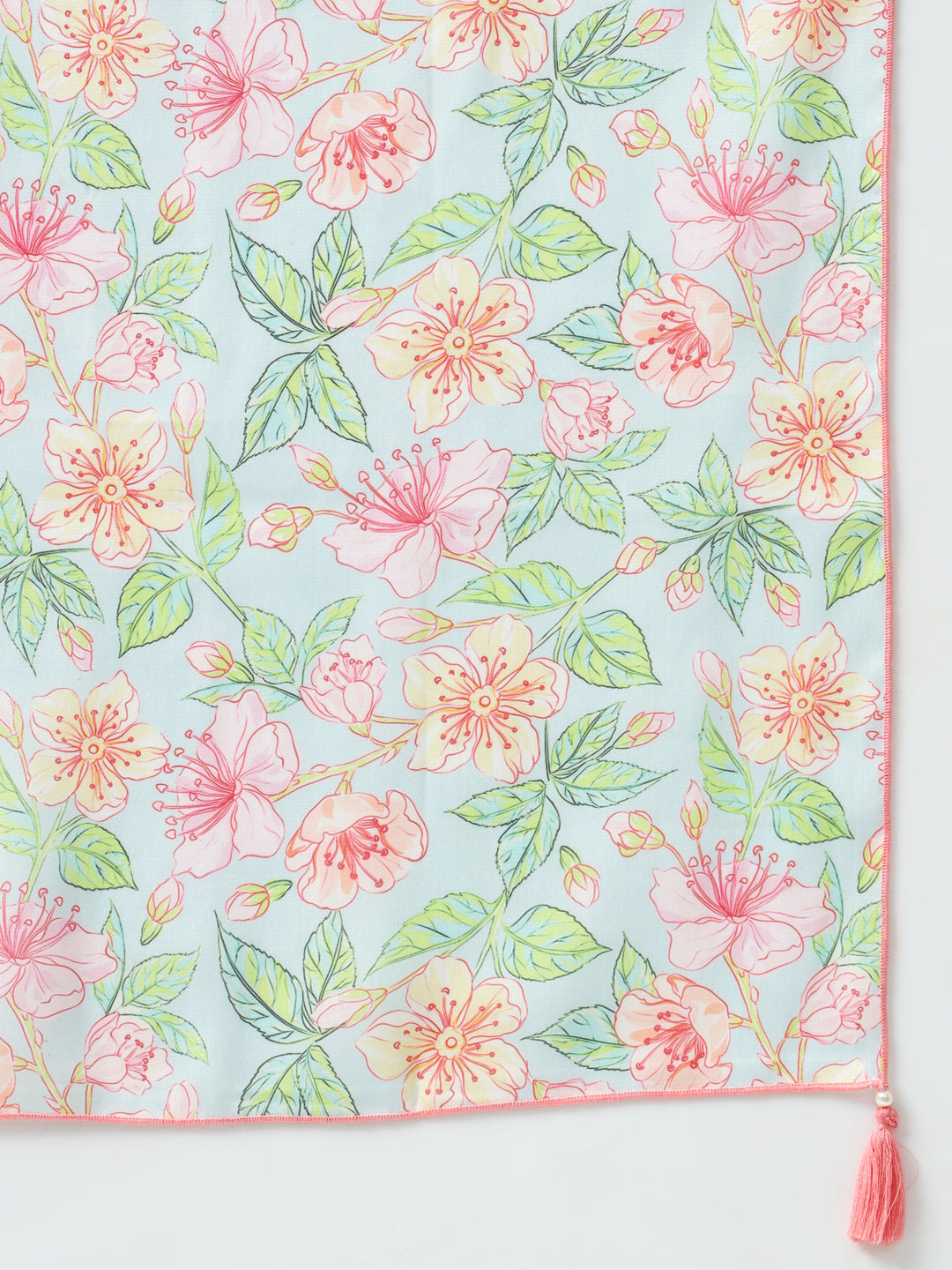 FIORRA Women's Peach Viscose Chanderi A-line Kurta with Pant and Dupatta