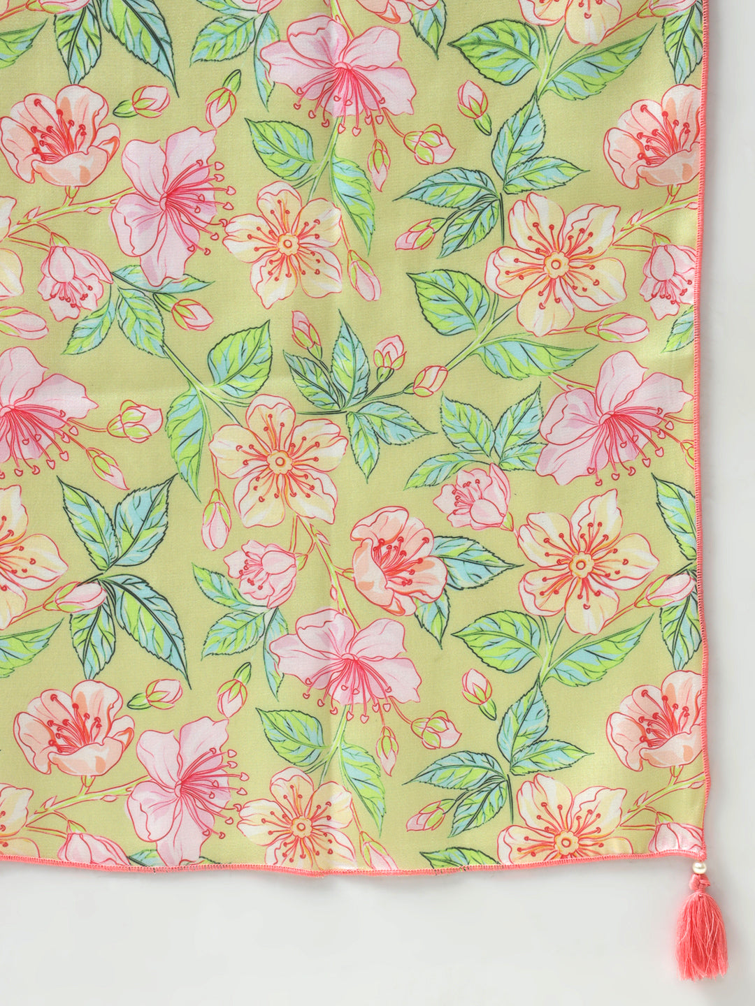 FIORRA Women's Yellow Viscose Chanderi Straight Kurta with Pant and Dupatta