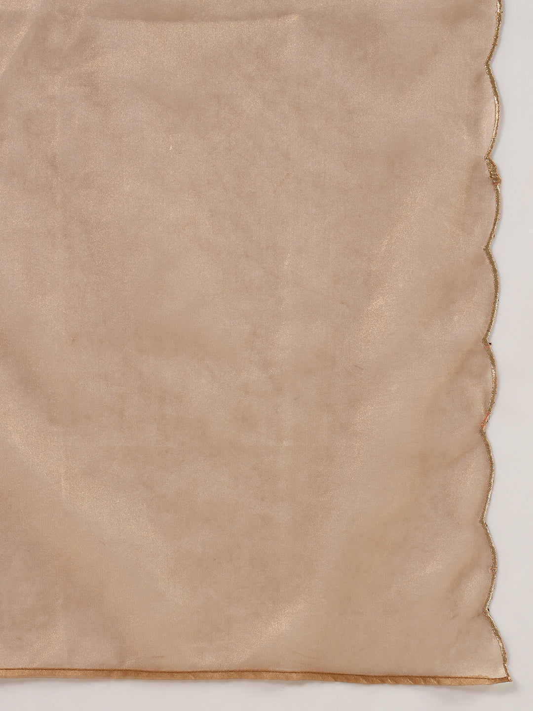 FIORRA Women's Brown Viscose Chanderi Straight Kurta with Palazzo and Dupatta