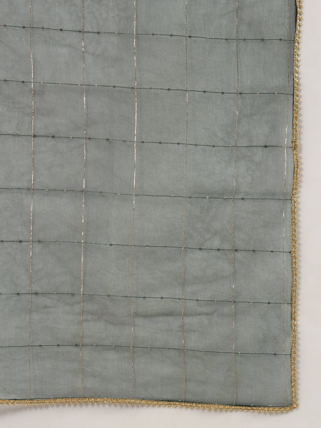 FIORRA Women's Green Viscose Chanderi A-line Kurta with Pant and Dupatta