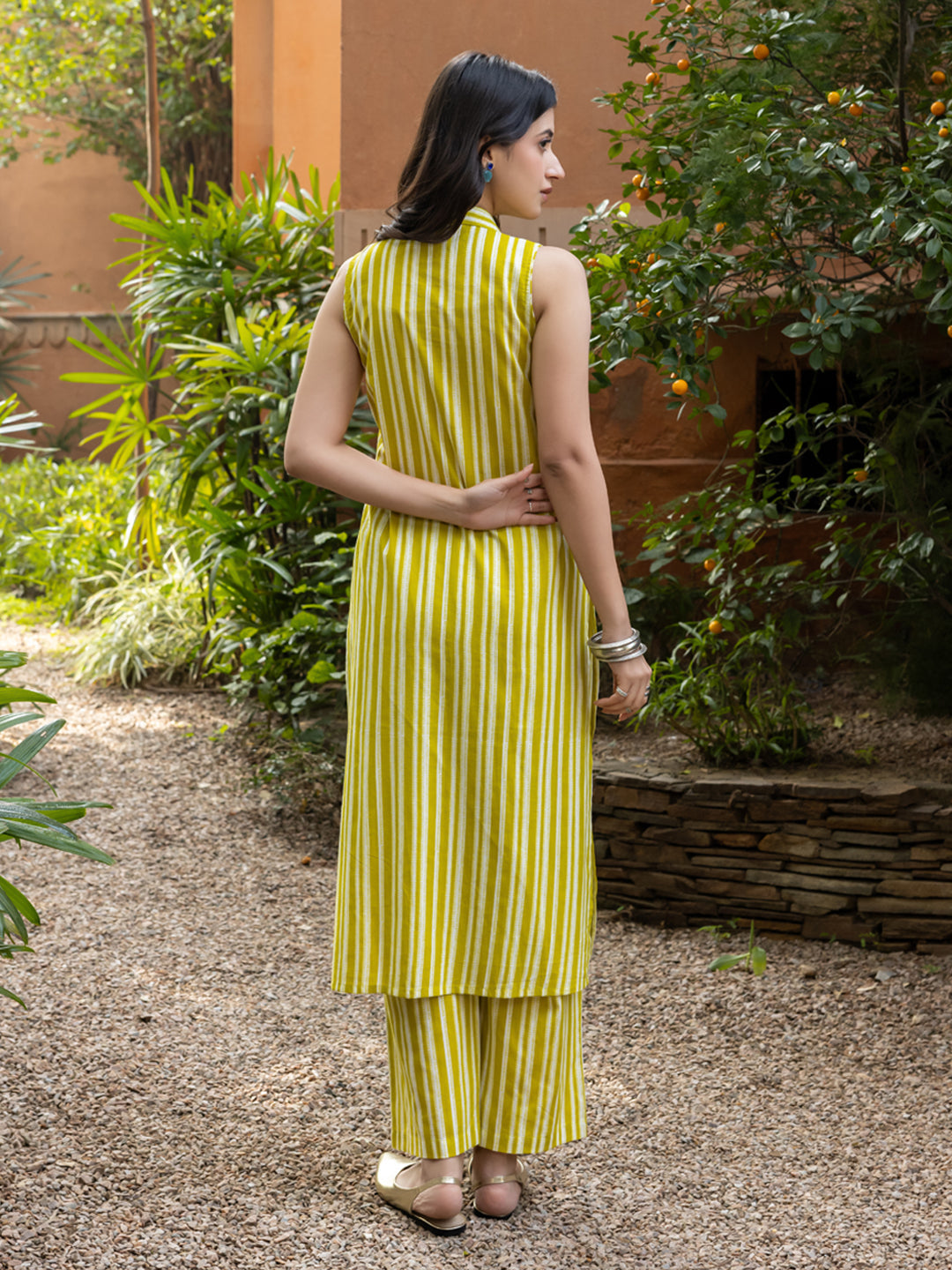 FIORRA Women's yellow Cotton Straight-cut Kurta Set