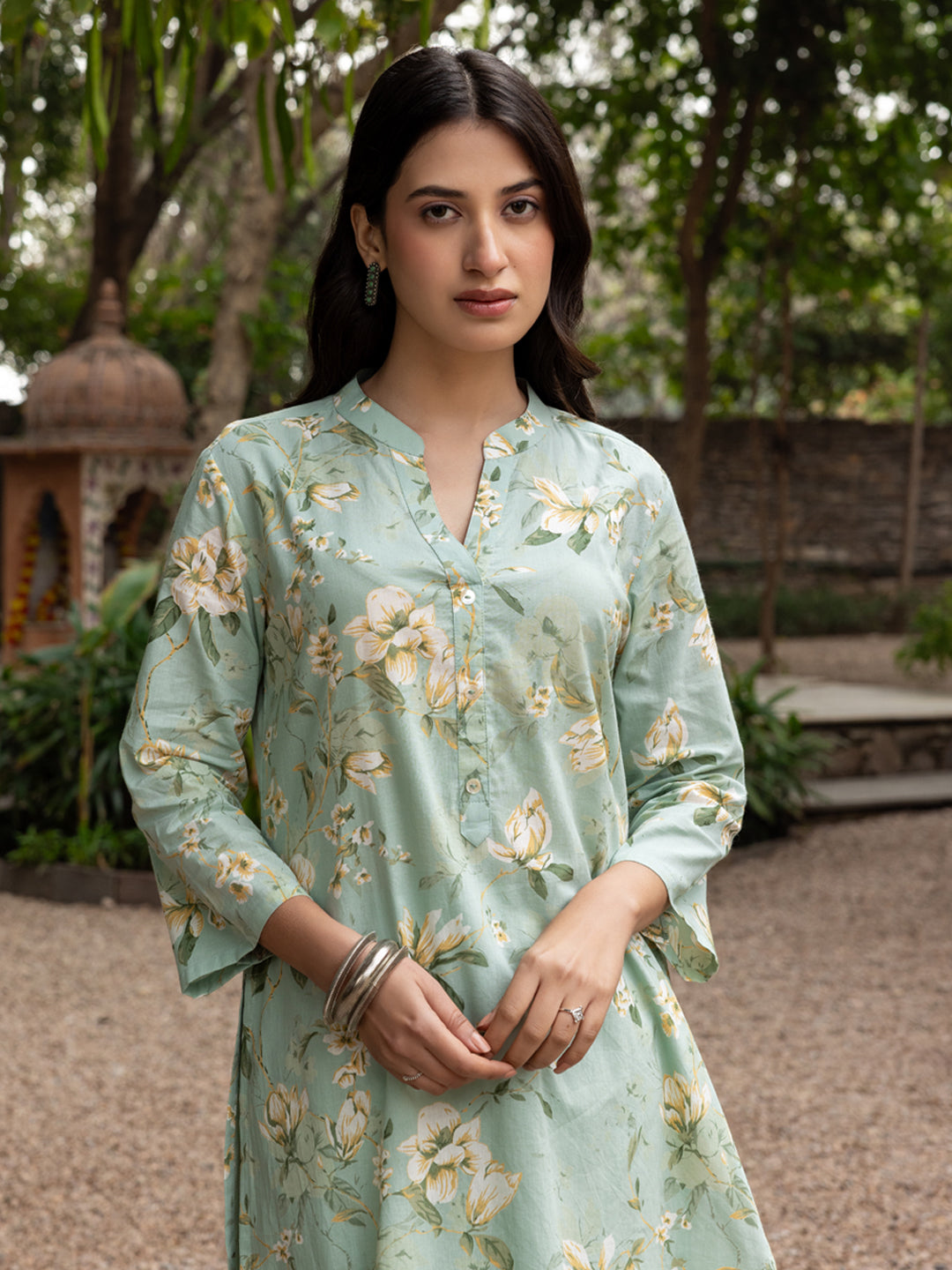 FIORRA Women's Pista green Cotton Printed Co-ord Set