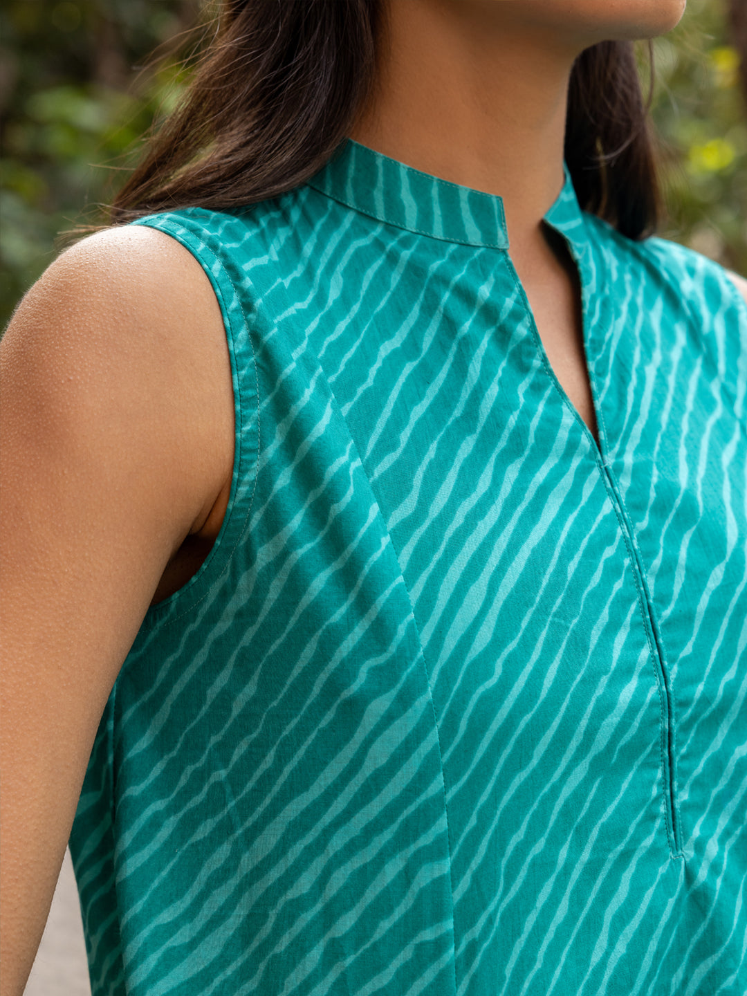 FIORRA Women's Teal Green Cotton Printed Co-ord Set