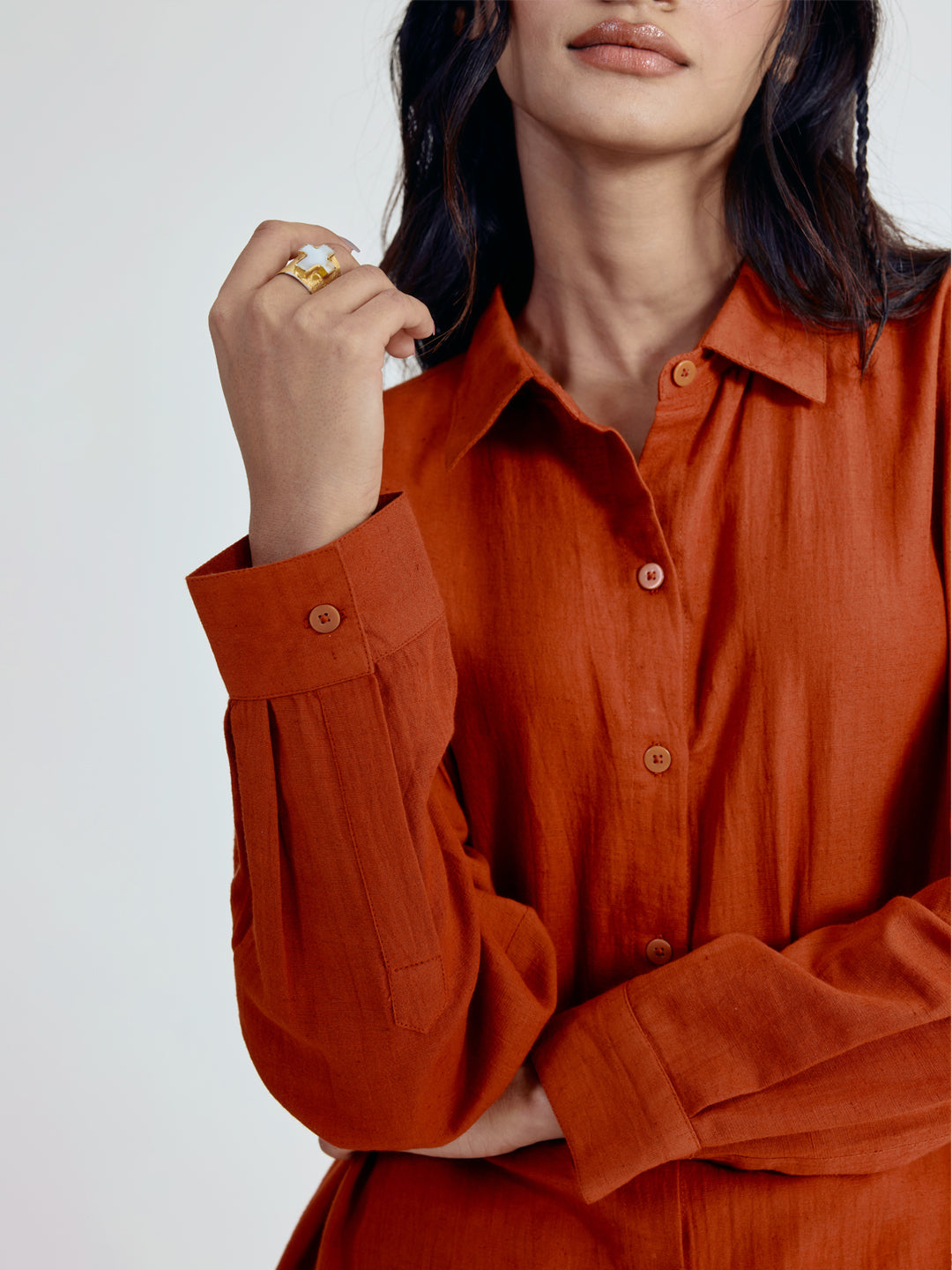 FIORRA Women’s Rust Linen Blend Co-ord Set