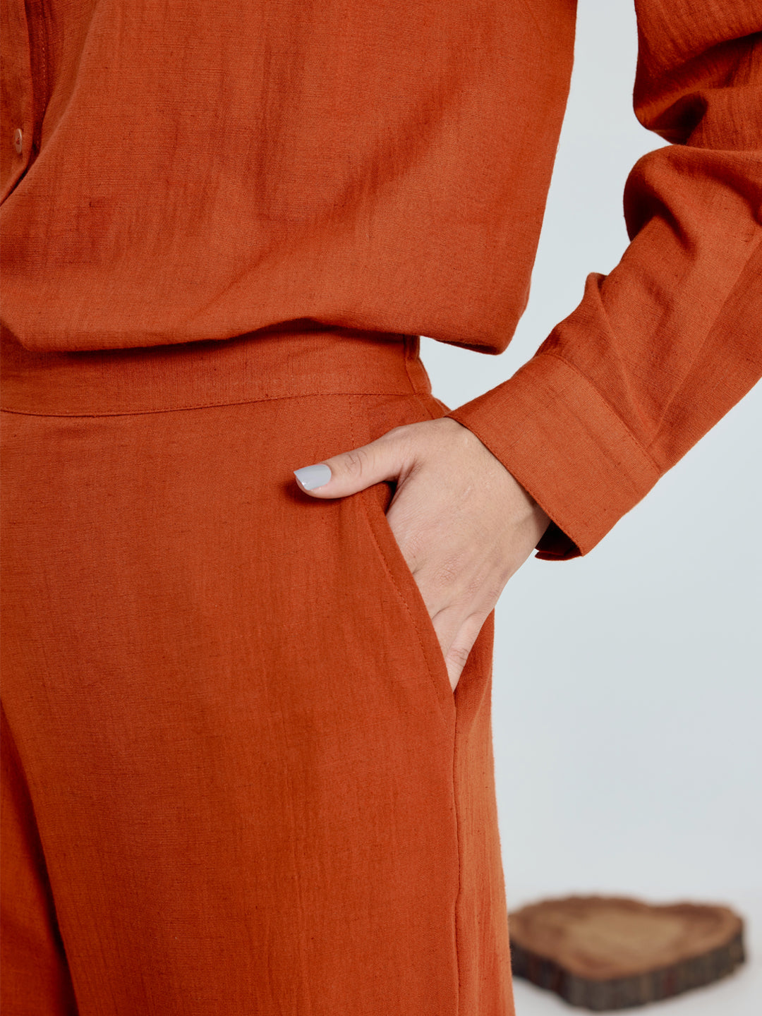 FIORRA Women’s Rust Linen Blend Co-ord Set