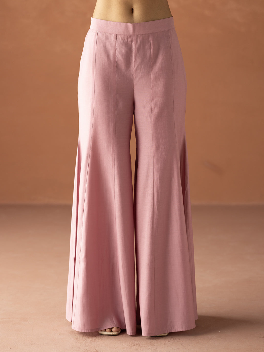 FIORRA Women Light Pink Crush Organza Hand Work Straight Kurta Set with Dupatta