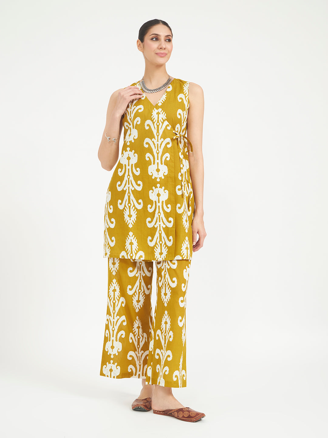 FIORRA Women Mustard Yellow Printed Pure Cotton Kurta Set