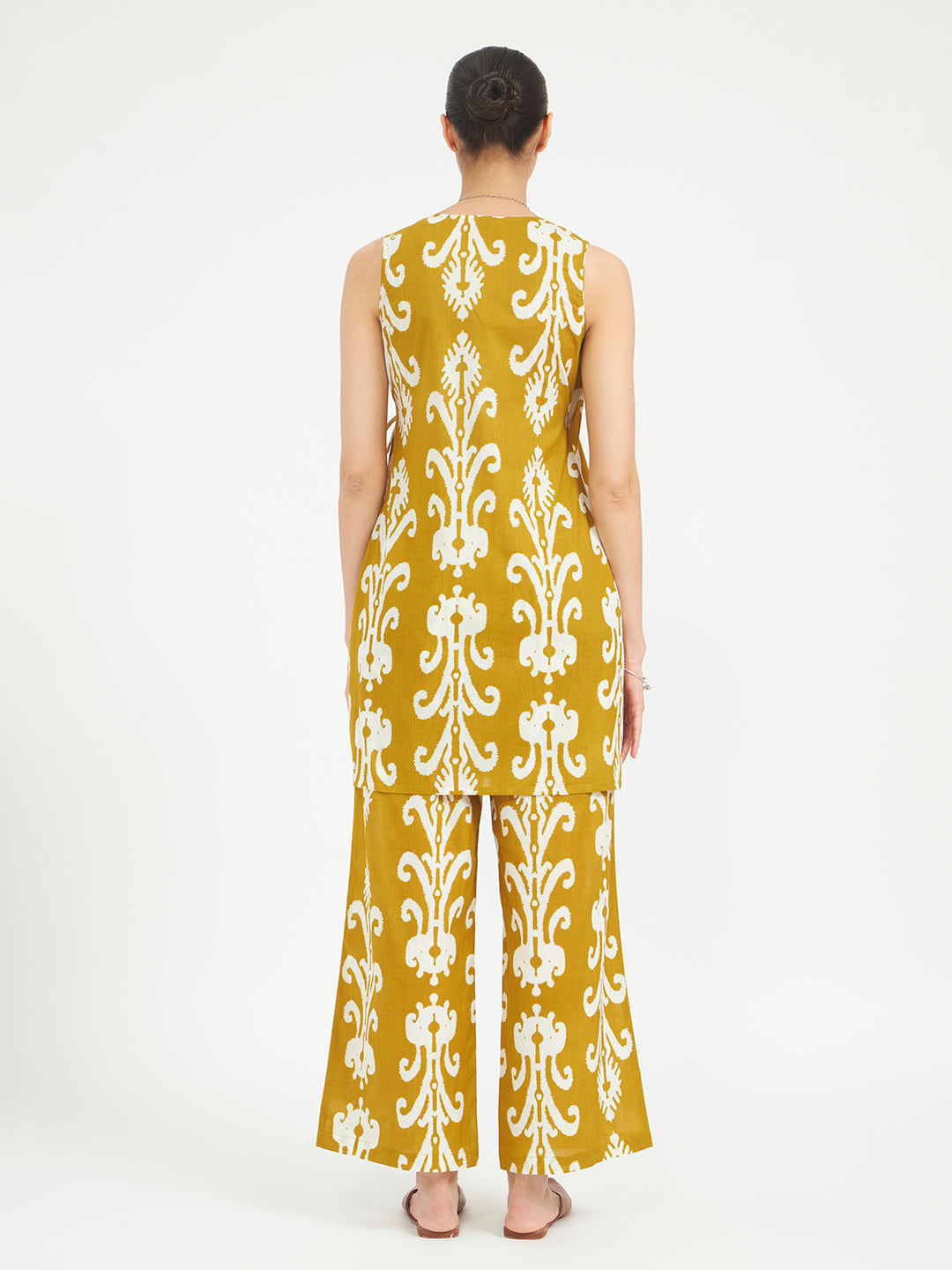 FIORRA Women Mustard Yellow Printed Pure Cotton Kurta Set