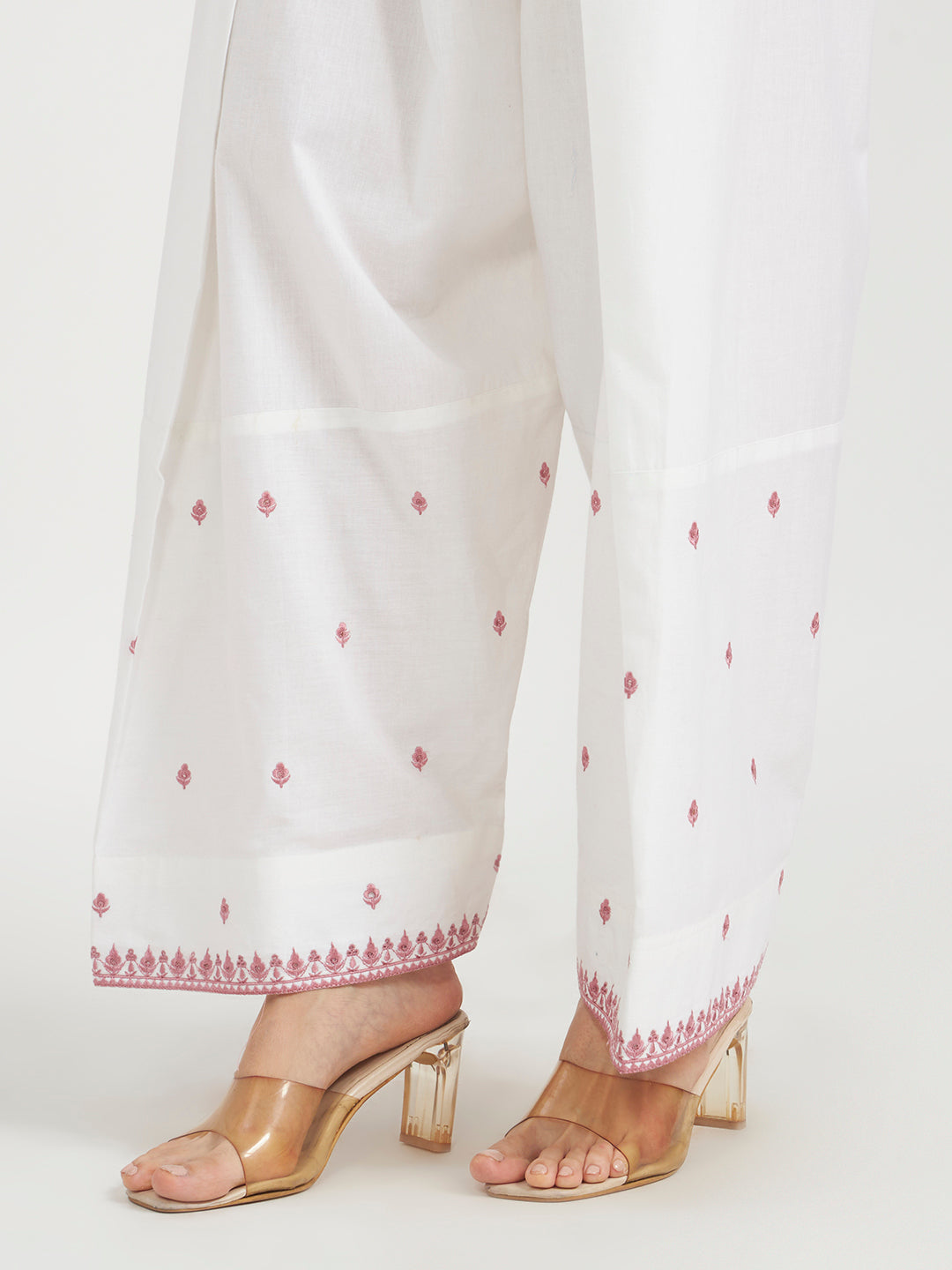 FIORRA Women Light Pink Floral Printed Pure Cotton Straight Kurta with Farsi Salwar