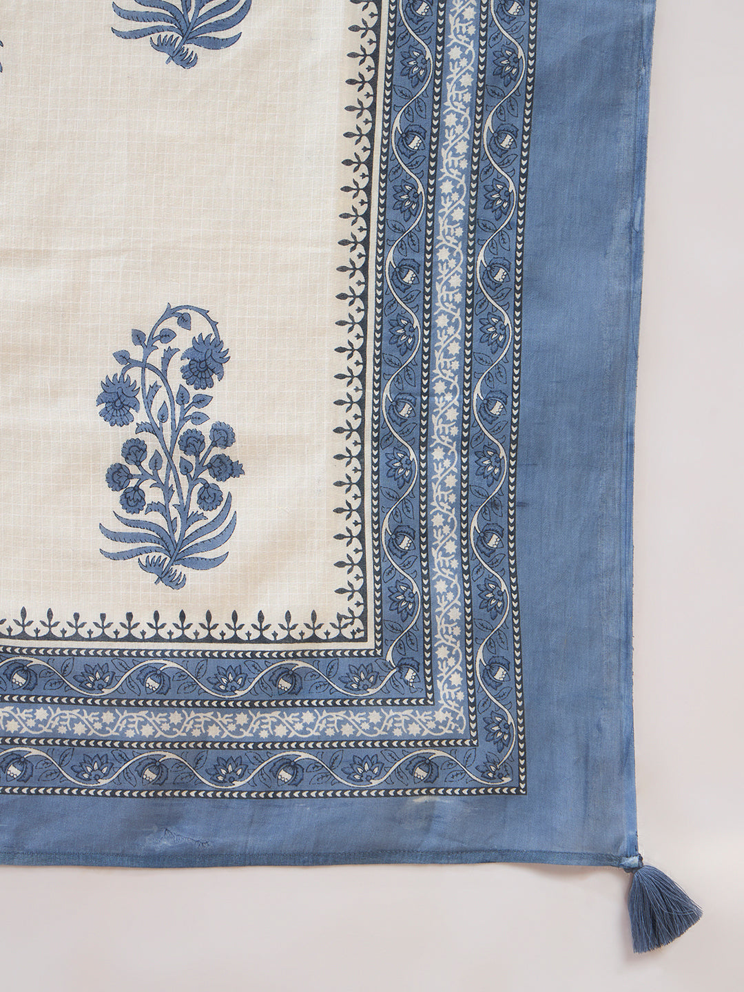 FIORRA Women's Powder Blue Embroidered Pure Cotton Kurta Set with Dupatta